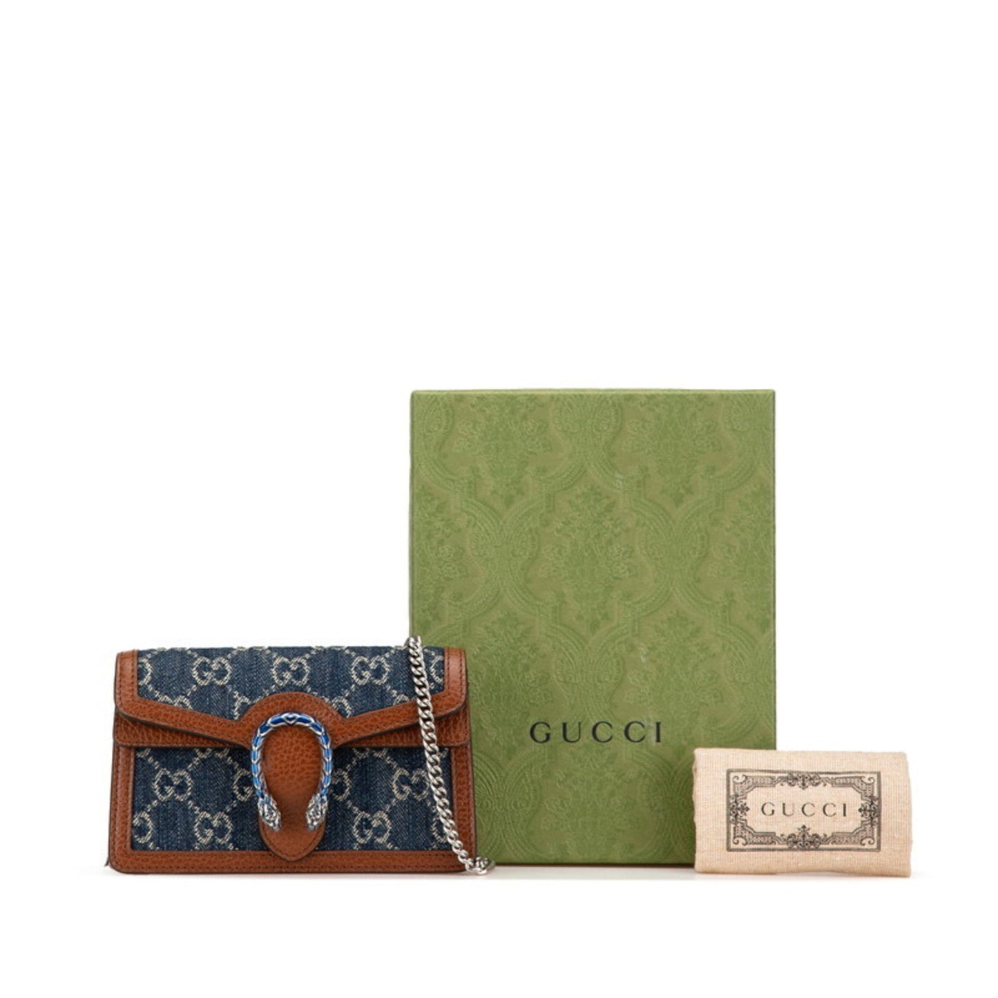 Gucci Brown Denim Leather Shoulder Bag