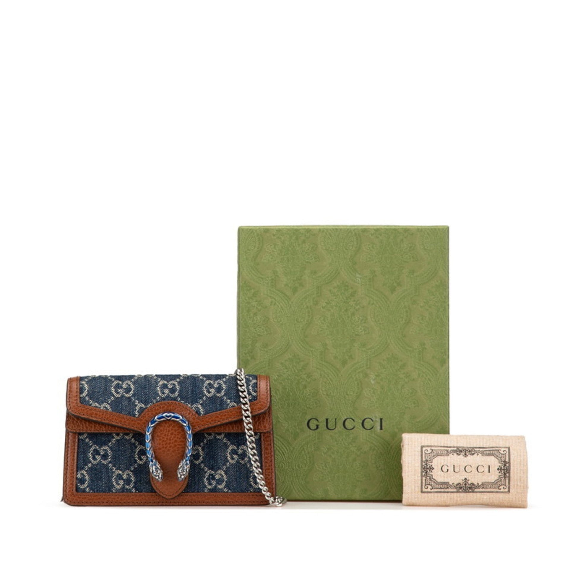 Gucci Brown Denim Leather Shoulder Bag