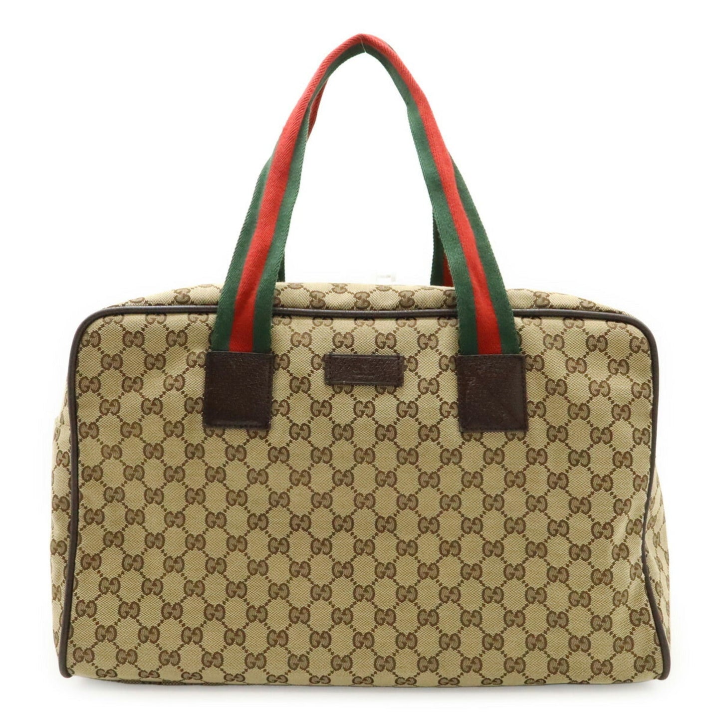 Gucci Beige Green Red Color Canvas Leather Boston Bag Shoulder Bag
