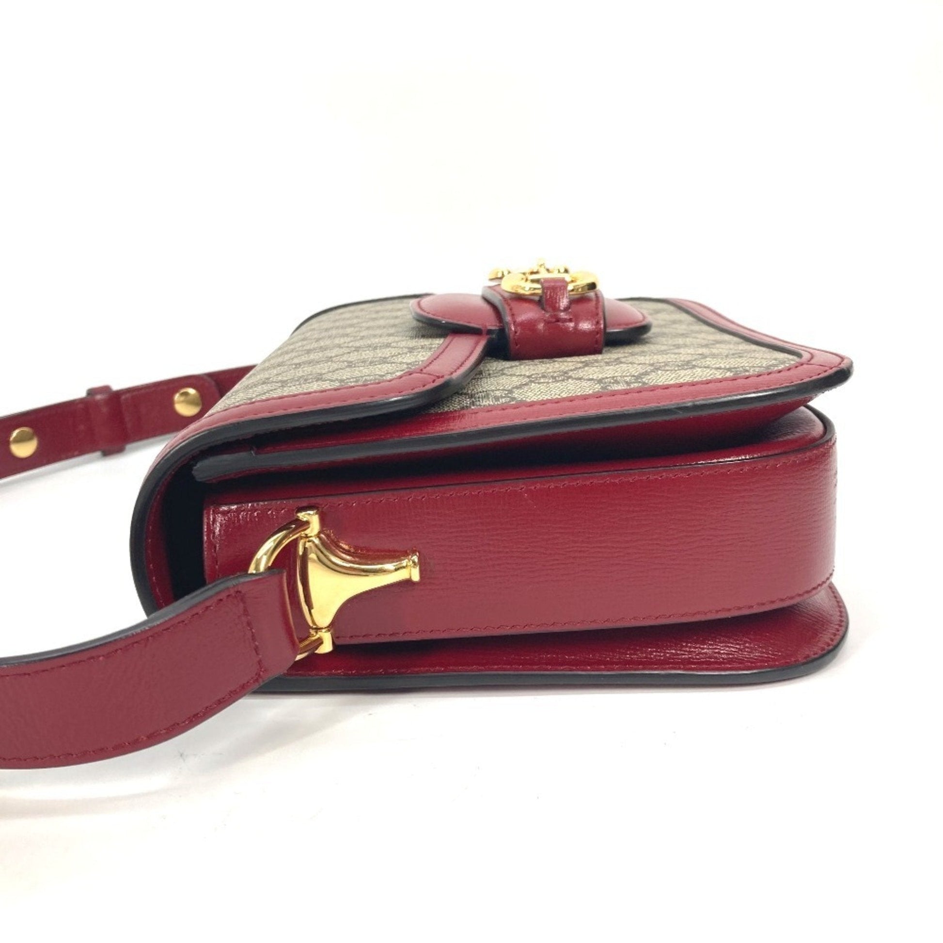 Gucci Beige Red Color Gg Supreme Leather Shoulder Bag