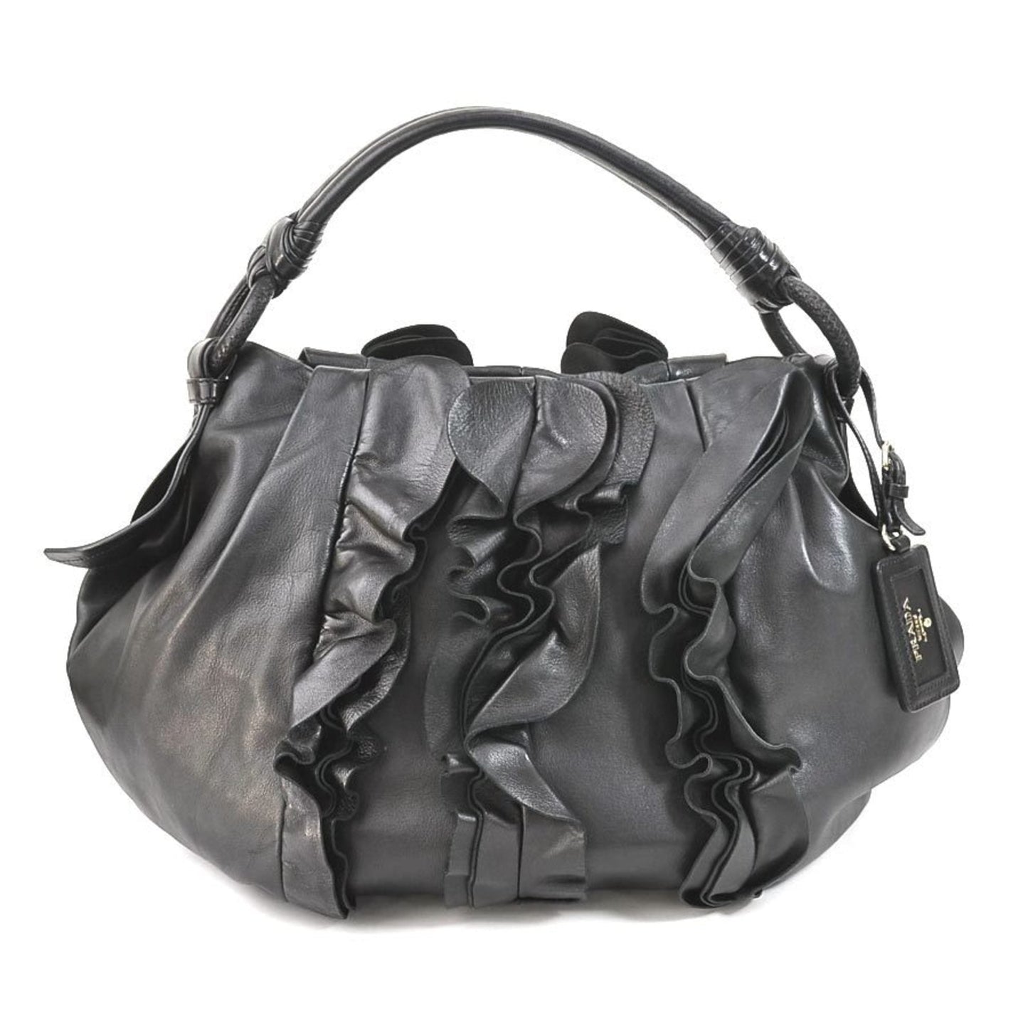 Prada Shoulder Bag Ladies Leather Black Silver