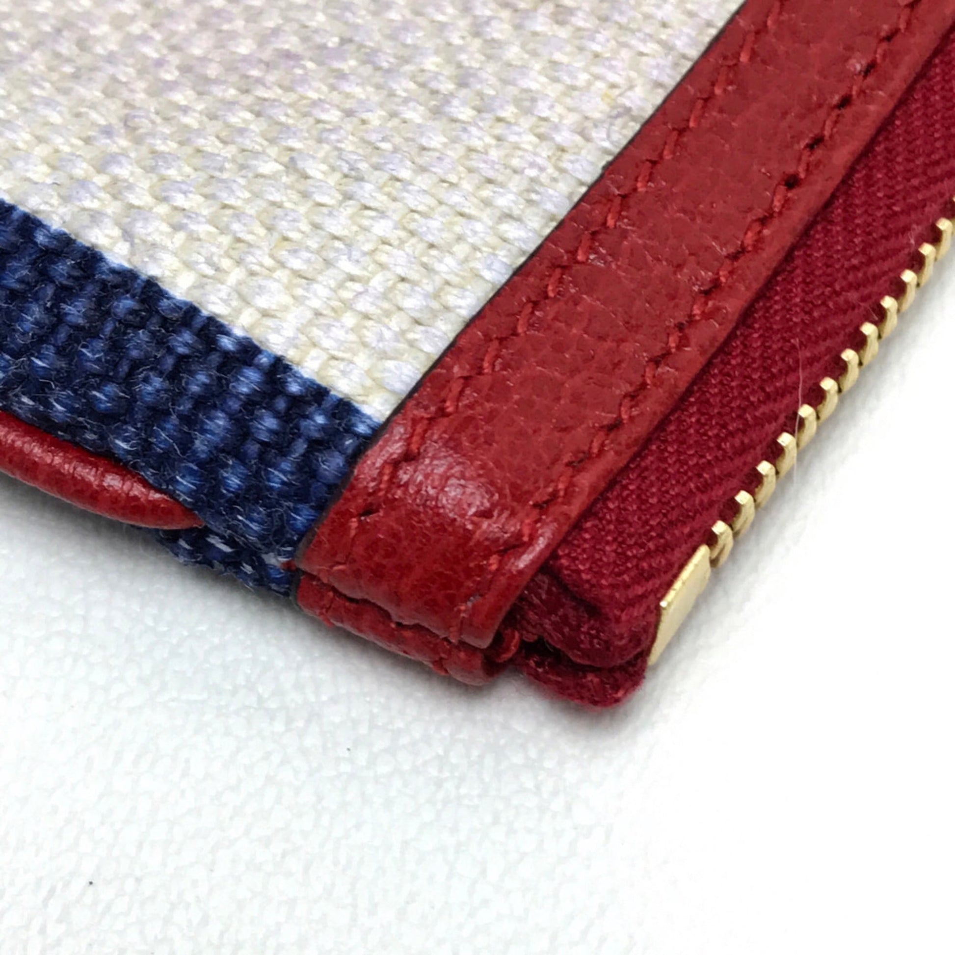 Gucci Red Color Canvas Leather Clutch Bag