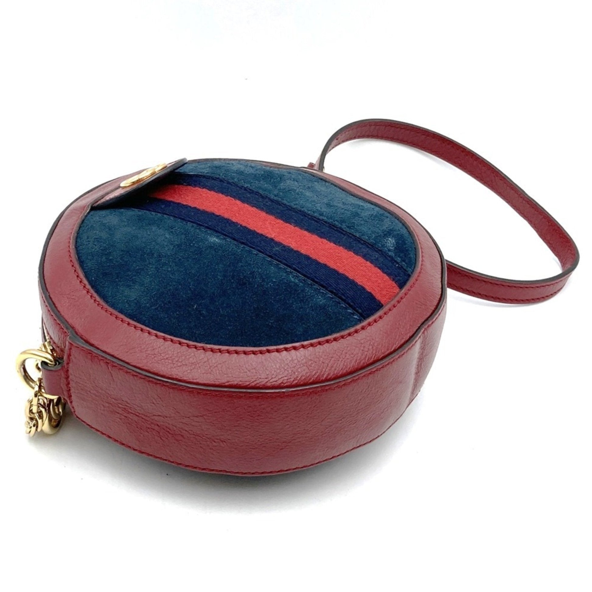 Gucci Gg Marmont Navy Red Color Suede Leather Shoulder Bag