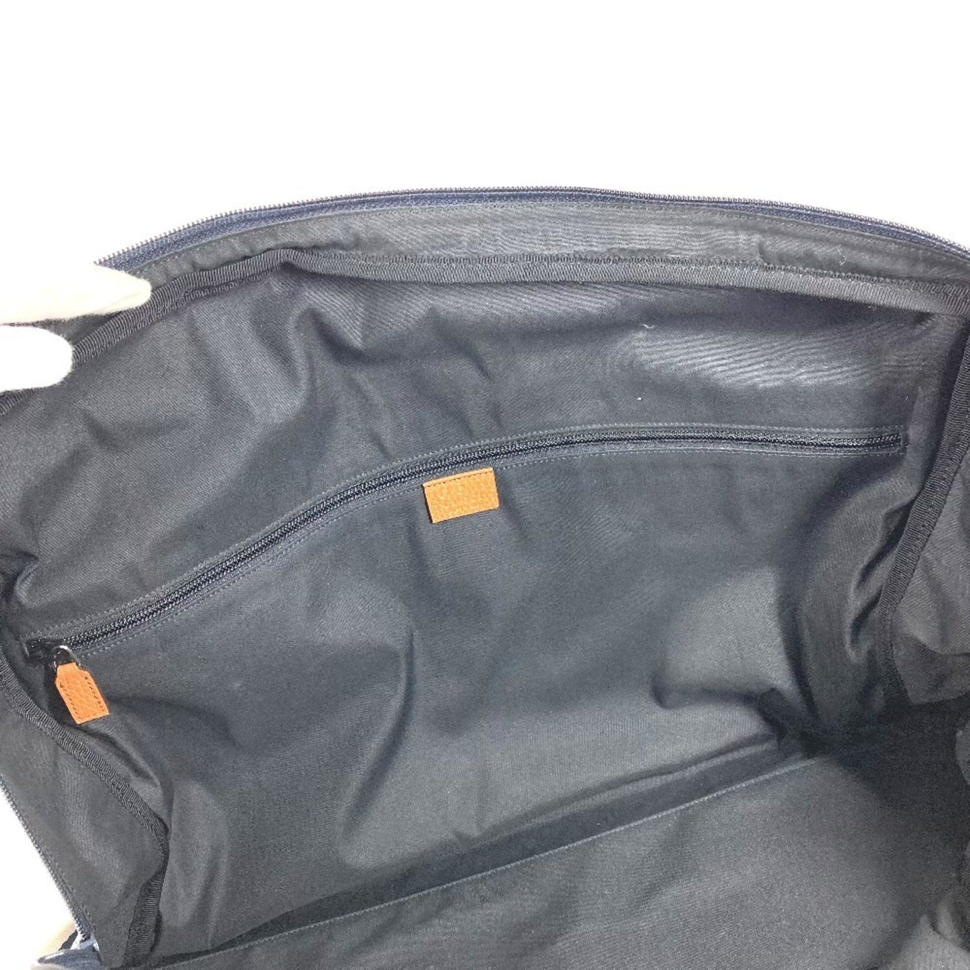 Gucci Brown Navy Nylon Leather Boston Bag