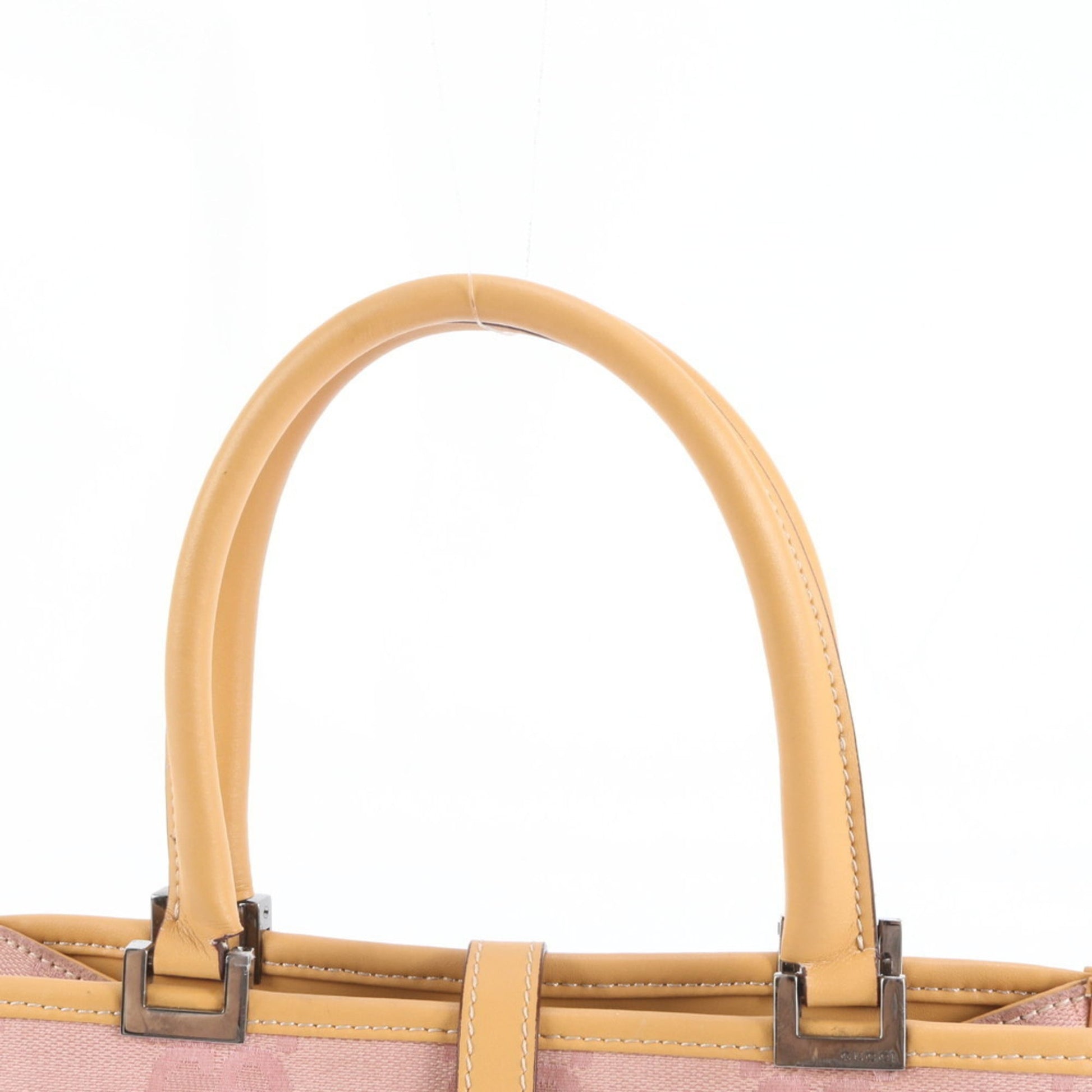 Gucci Pink Leather Canvas Handbag