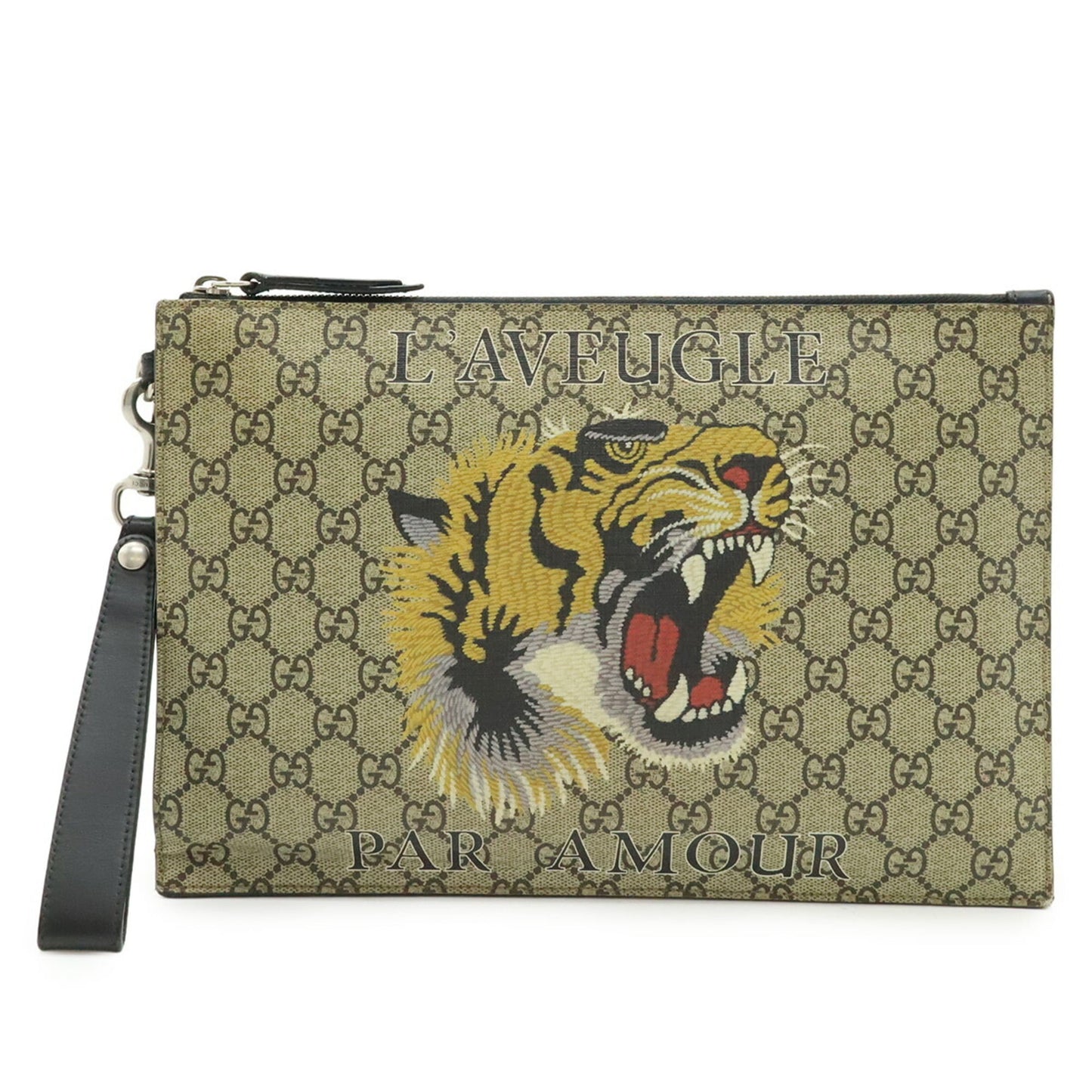 Gucci Beige Khaki Multi-Color Yellow Gg Supreme Clutch Bag