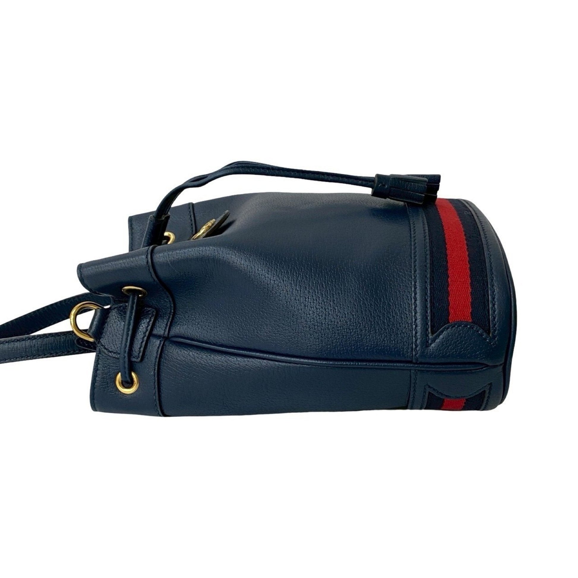 Gucci Navy Red Color Leather Shoulder Bag