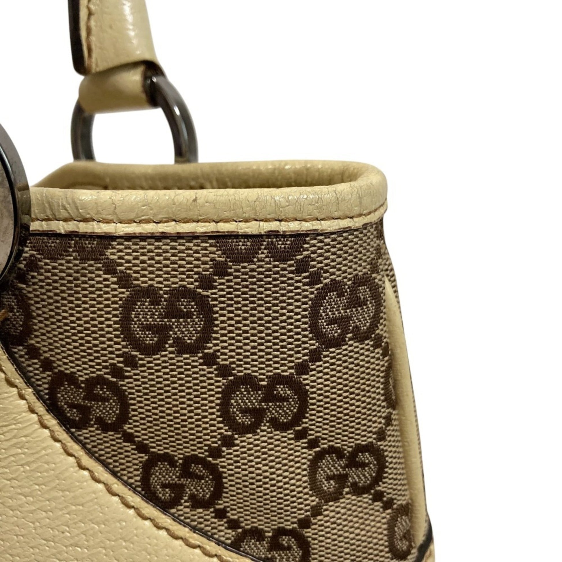 Gucci Beige Gg Canvas Leather Handbag