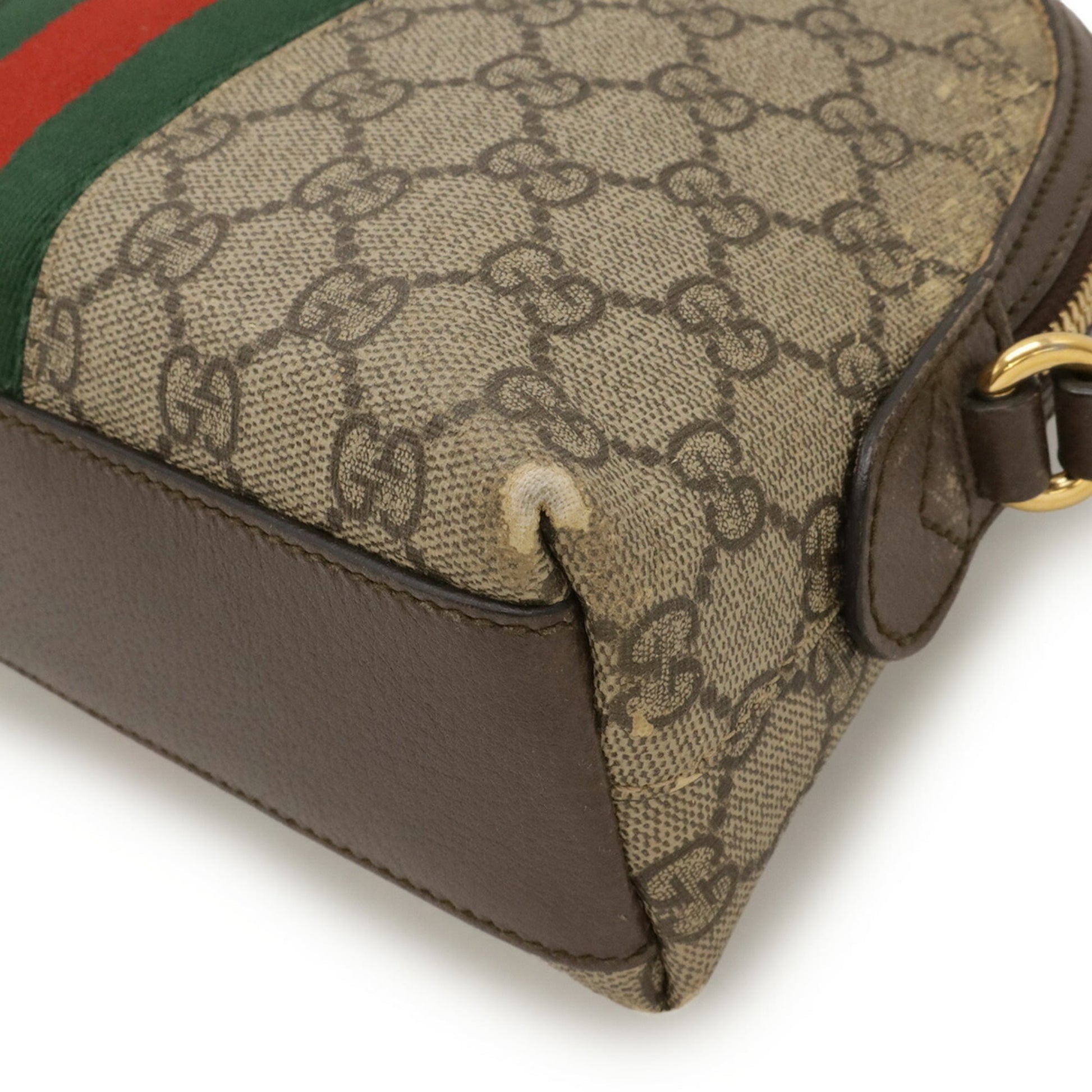 Gucci Sherry Line Beige Green Red Color Gg Supreme Leather Pochette Shoulder Bag