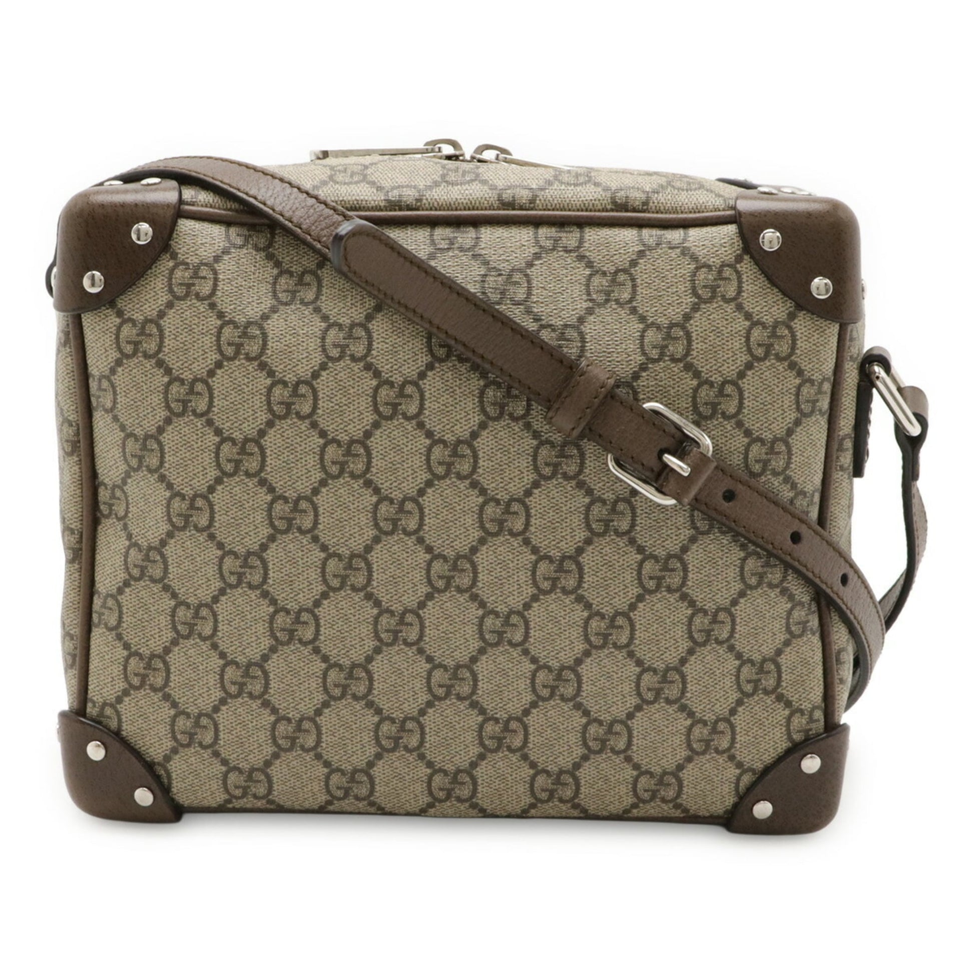 Gucci Beige Dark Brown Gg Supreme Leather Shoulder Bag