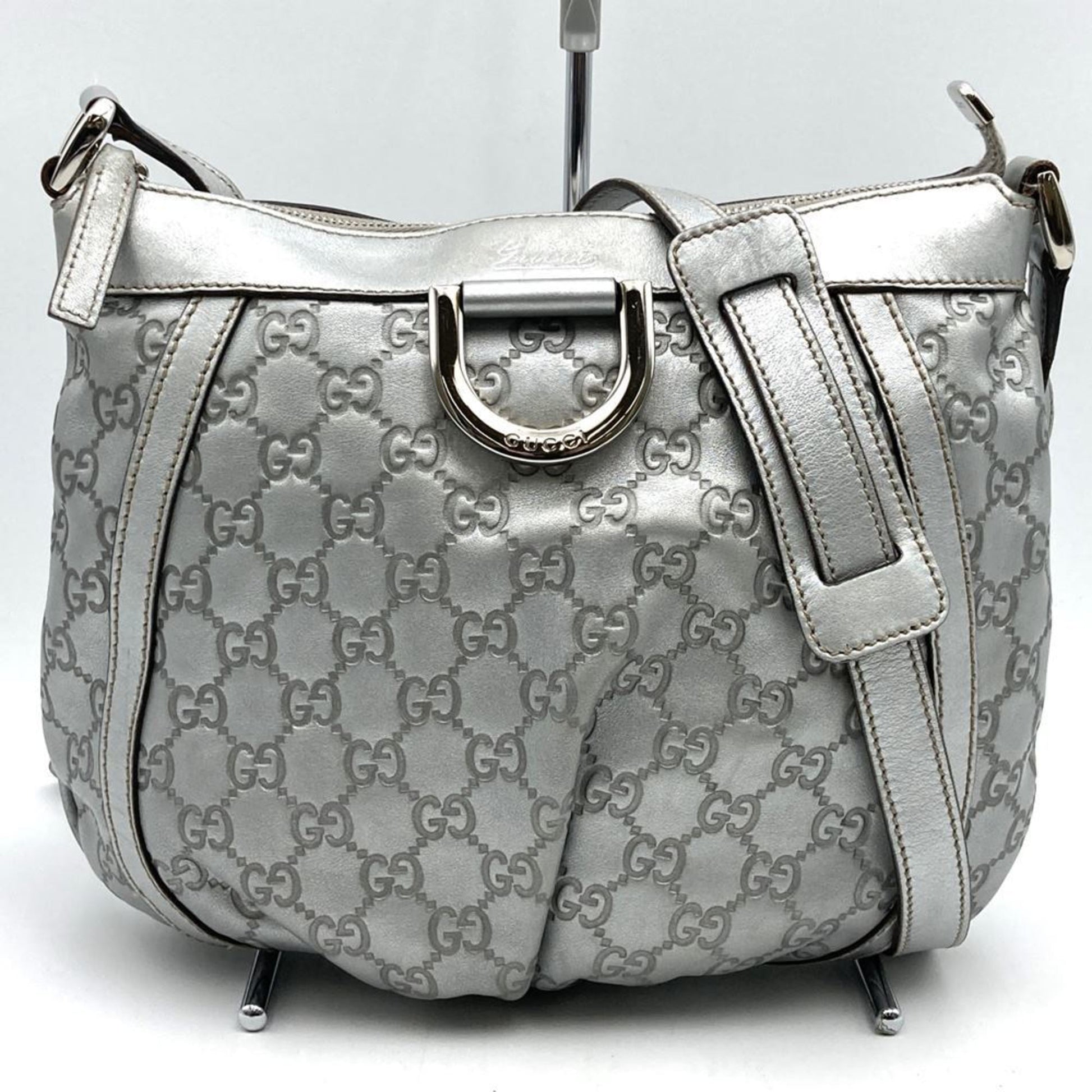 Gucci Abbey Silver Leather Shoulder Bag