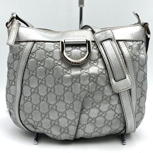 Gucci Abbey Silver Leather Shoulder Bag