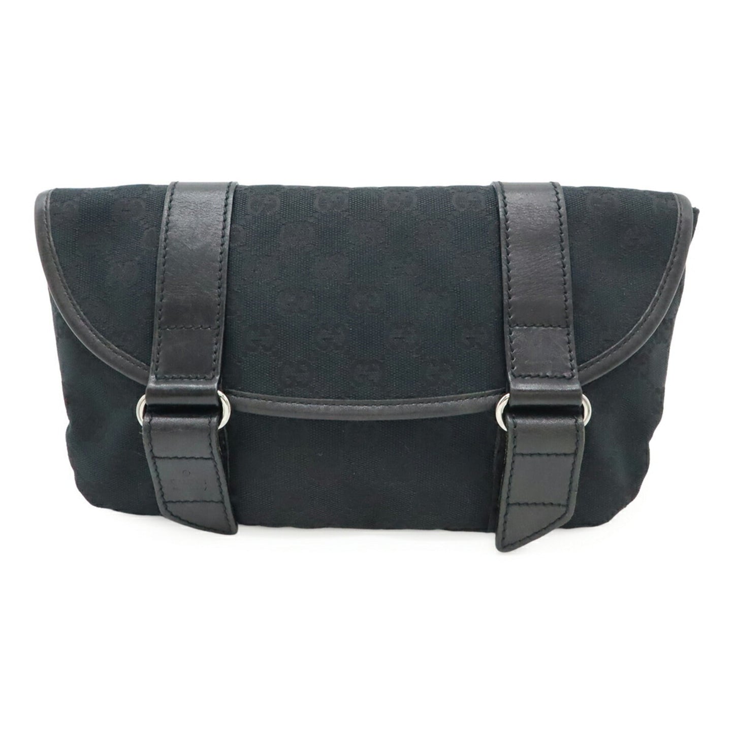 Gucci Black Gg Canvas Leather Pouch Sling Bag