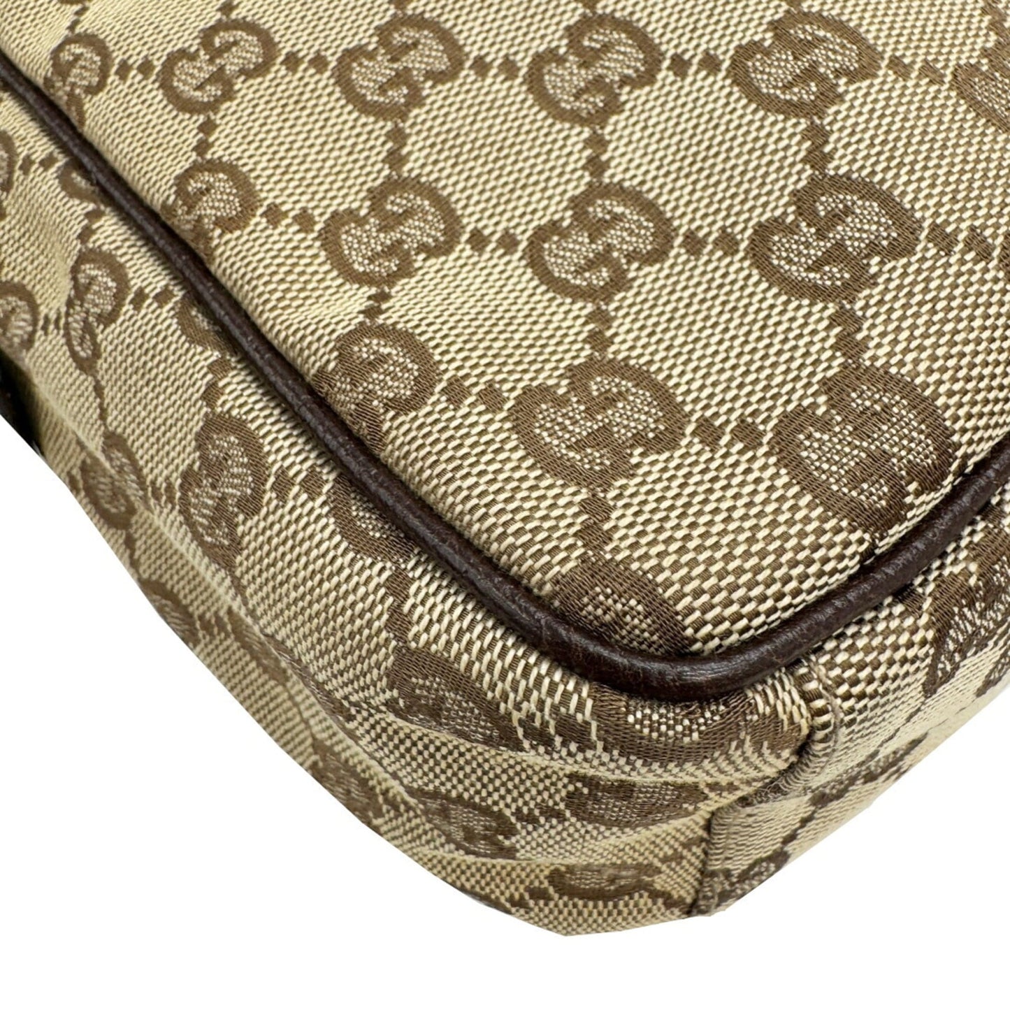 Gucci Brown Gg Canvas Leather Shoulder Bag