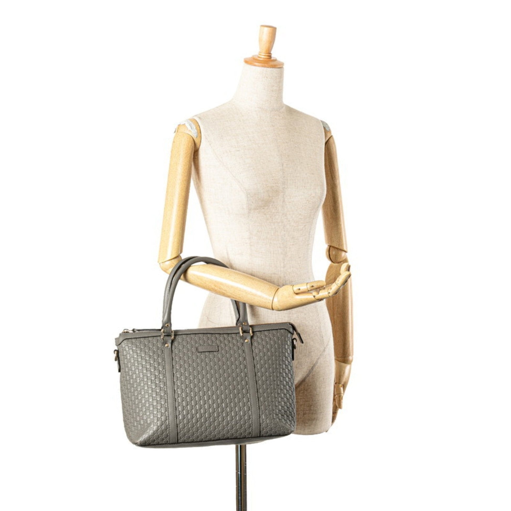 Gucci Gray Leather Shoulder Bag Tote Bag