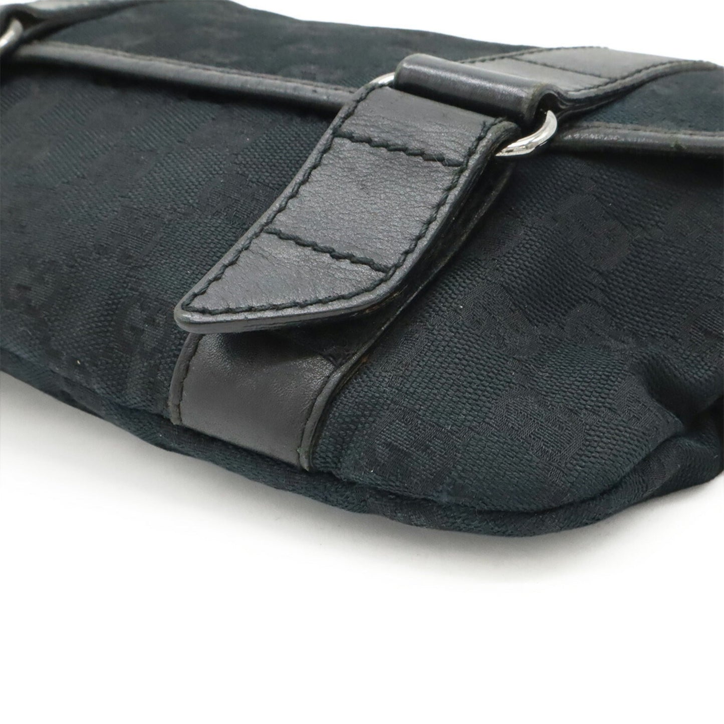 Gucci Black Gg Canvas Leather Pouch Sling Bag