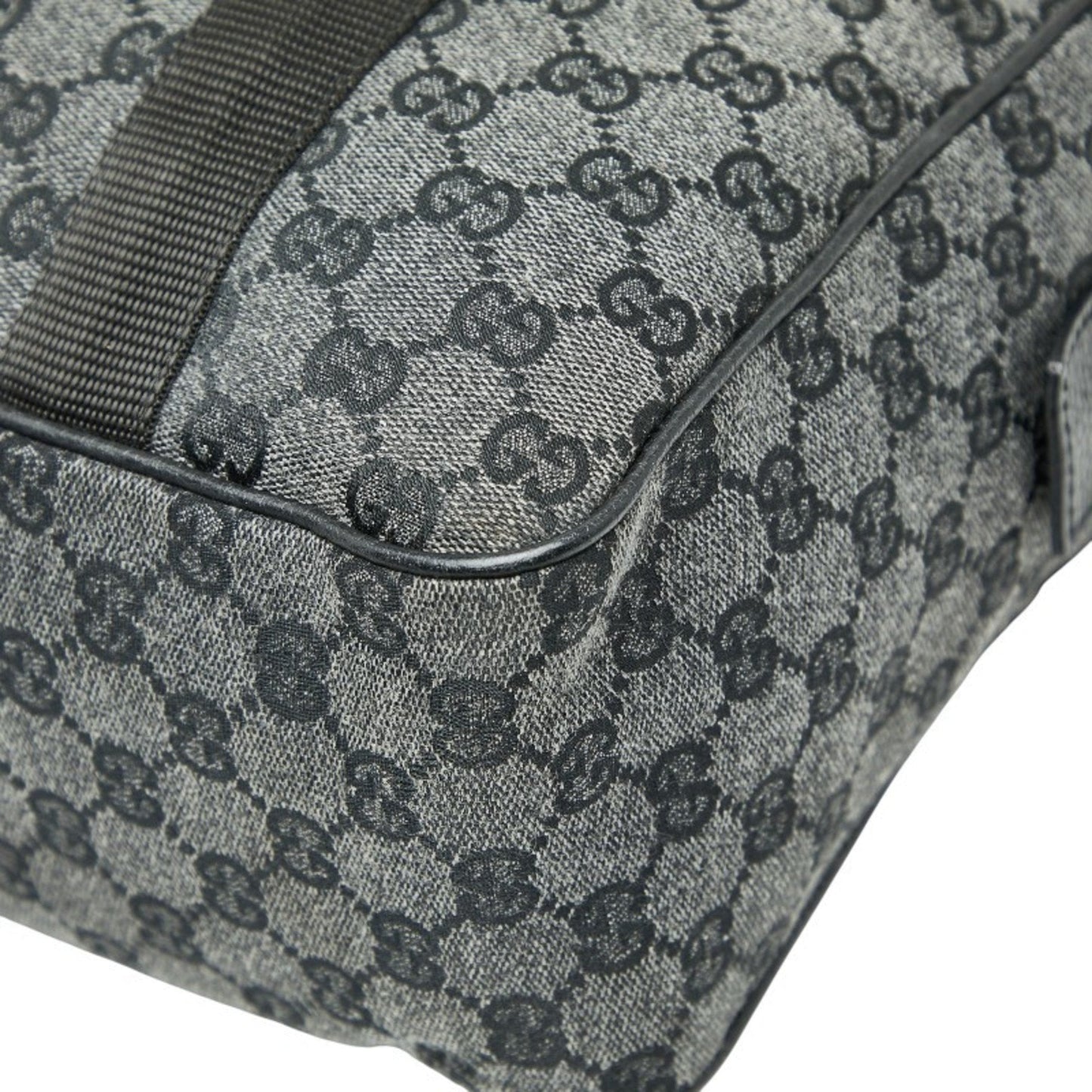 Gucci Black Gray Canvas Leather Handbag