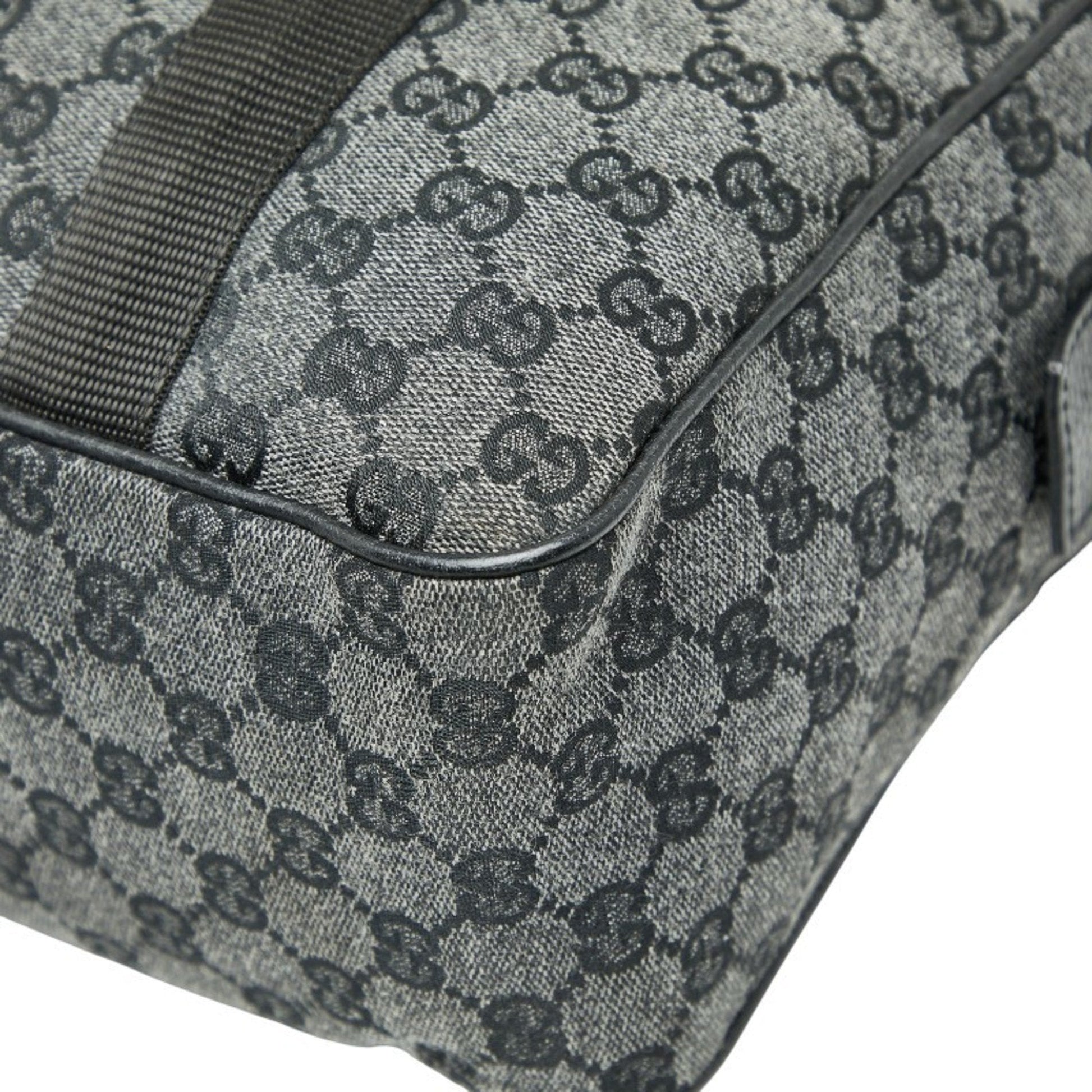 Gucci Black Gray Canvas Leather Handbag