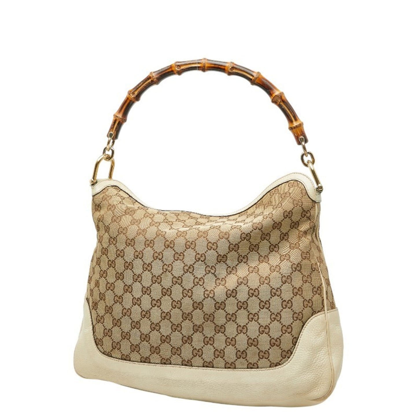 Gucci Brown Ivory Canvas Leather Handbag Shoulder Bag