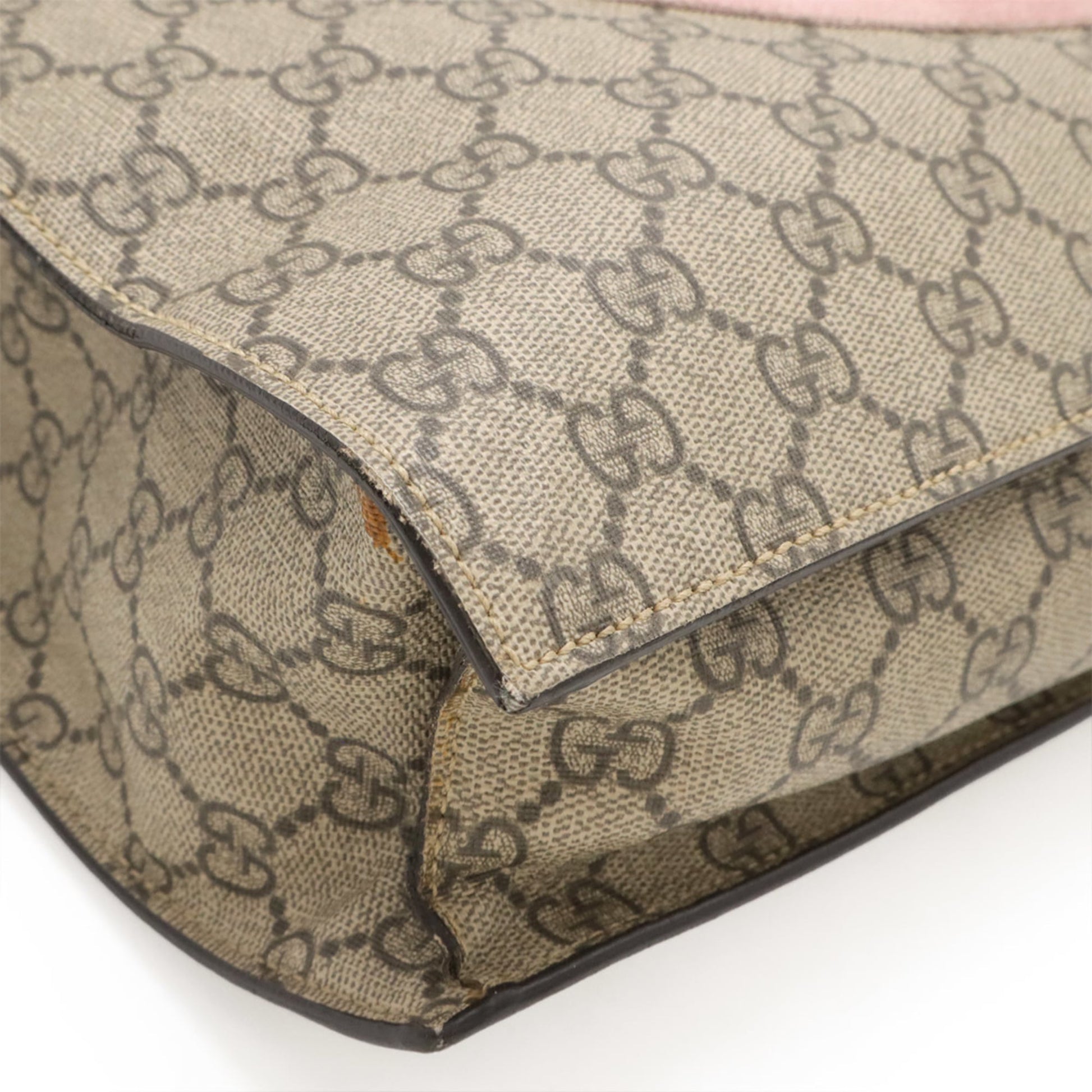 Gucci Beige Pink Red Color Gg Supreme Canvas Leather Shoulder Bag Tote Bag