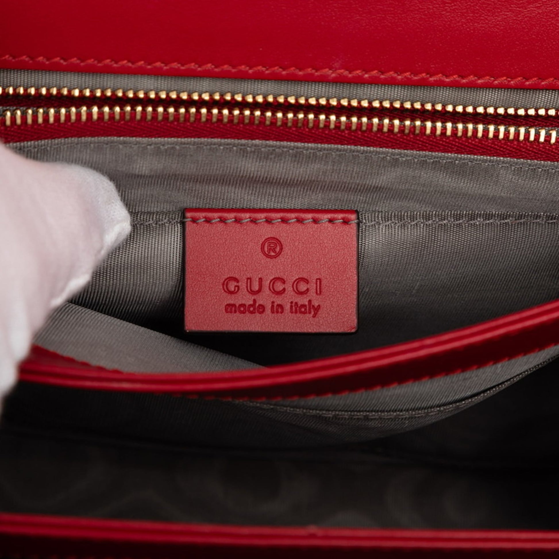 Gucci Red Color Leather Shoulder Bag