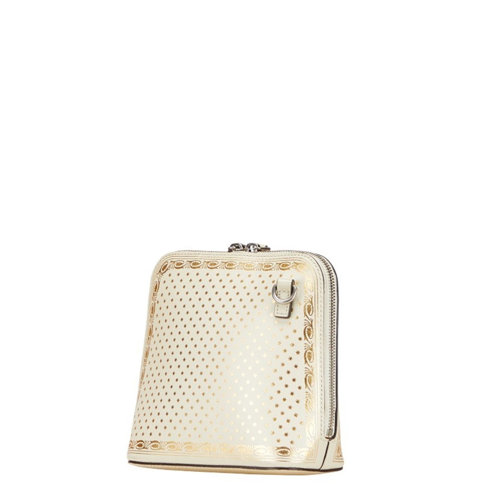 Gucci Gold White Leather Shoulder Bag
