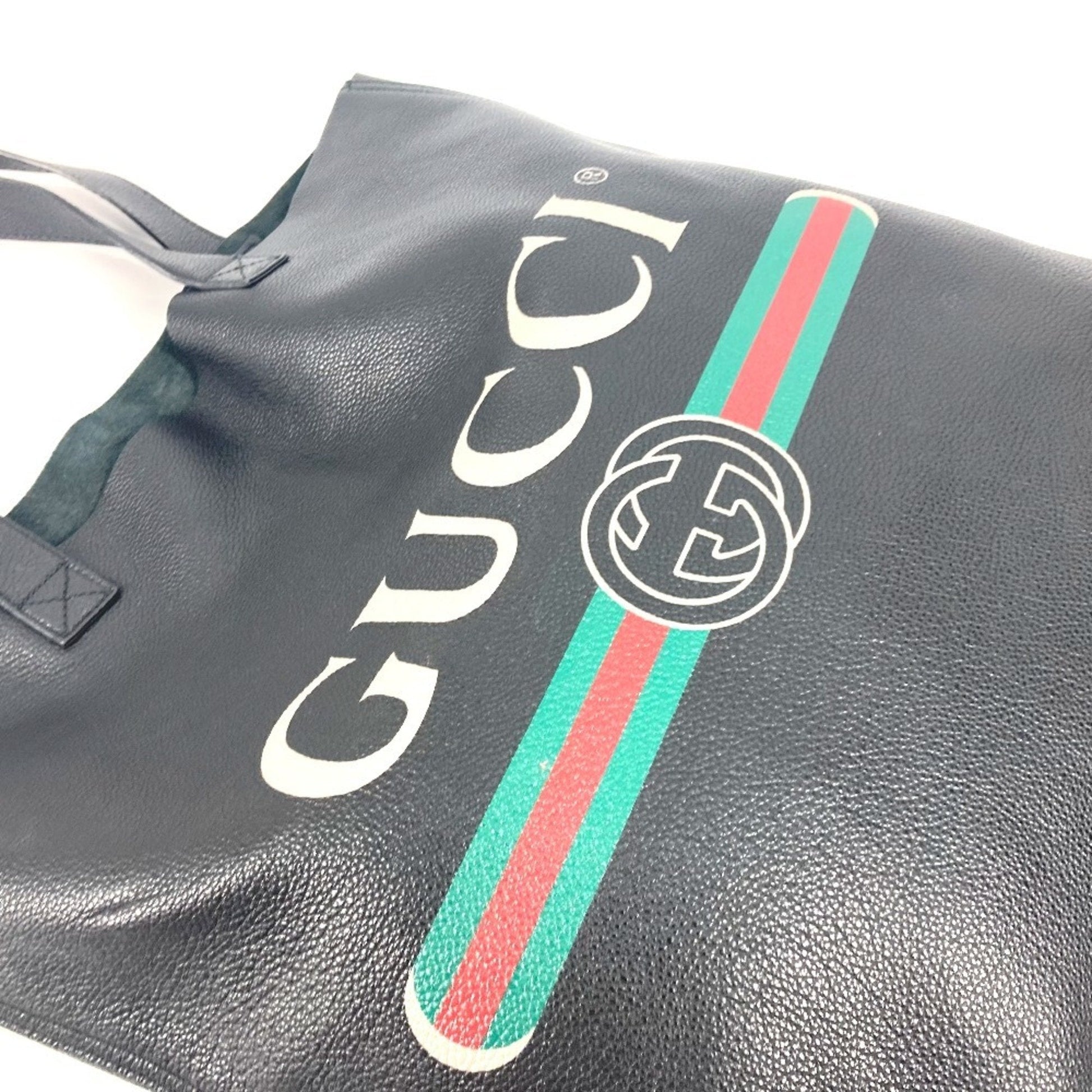 Gucci Sherry Line Black Leather Shoulder Bag Tote Bag