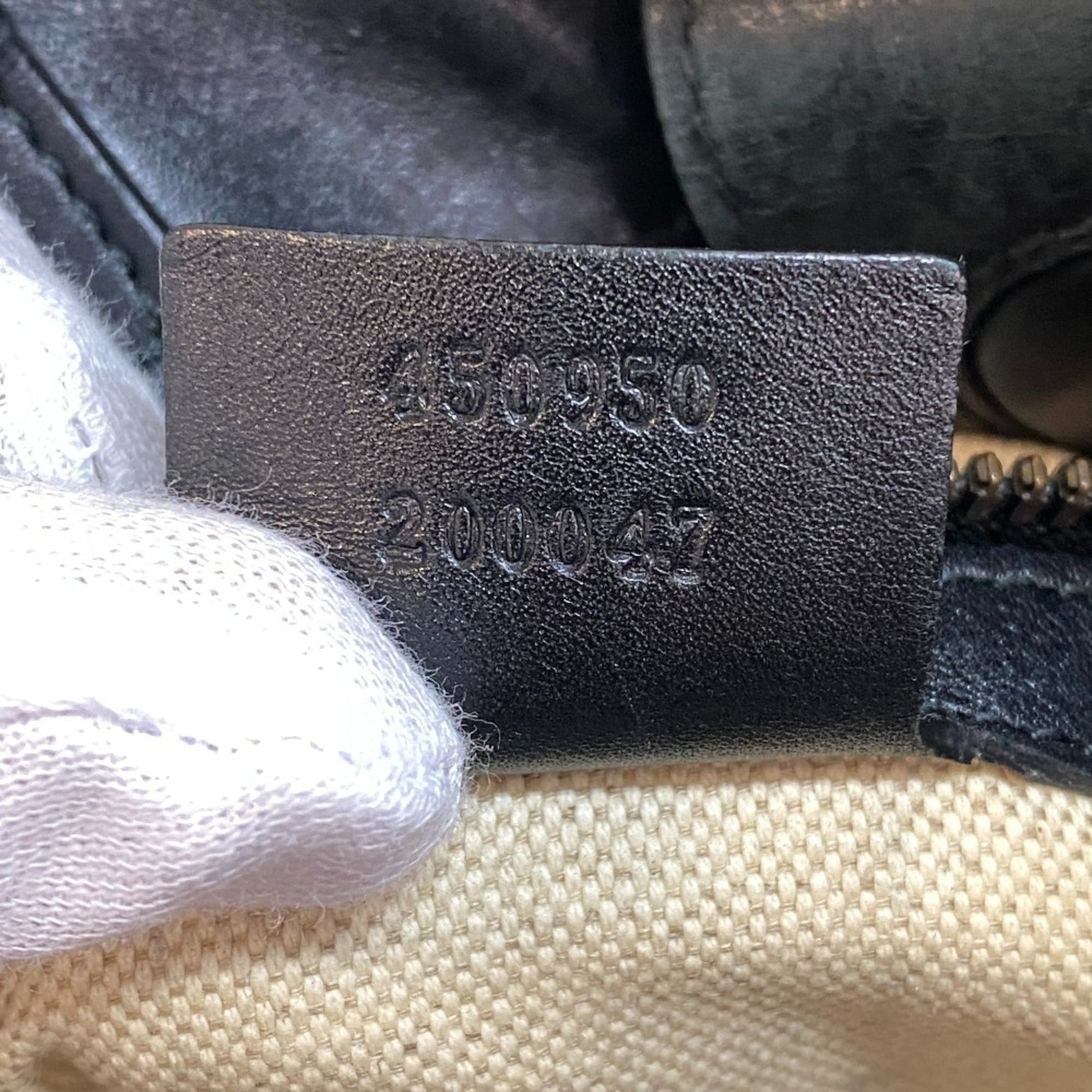 Gucci Beige Black Pvc Leather Tote Bag