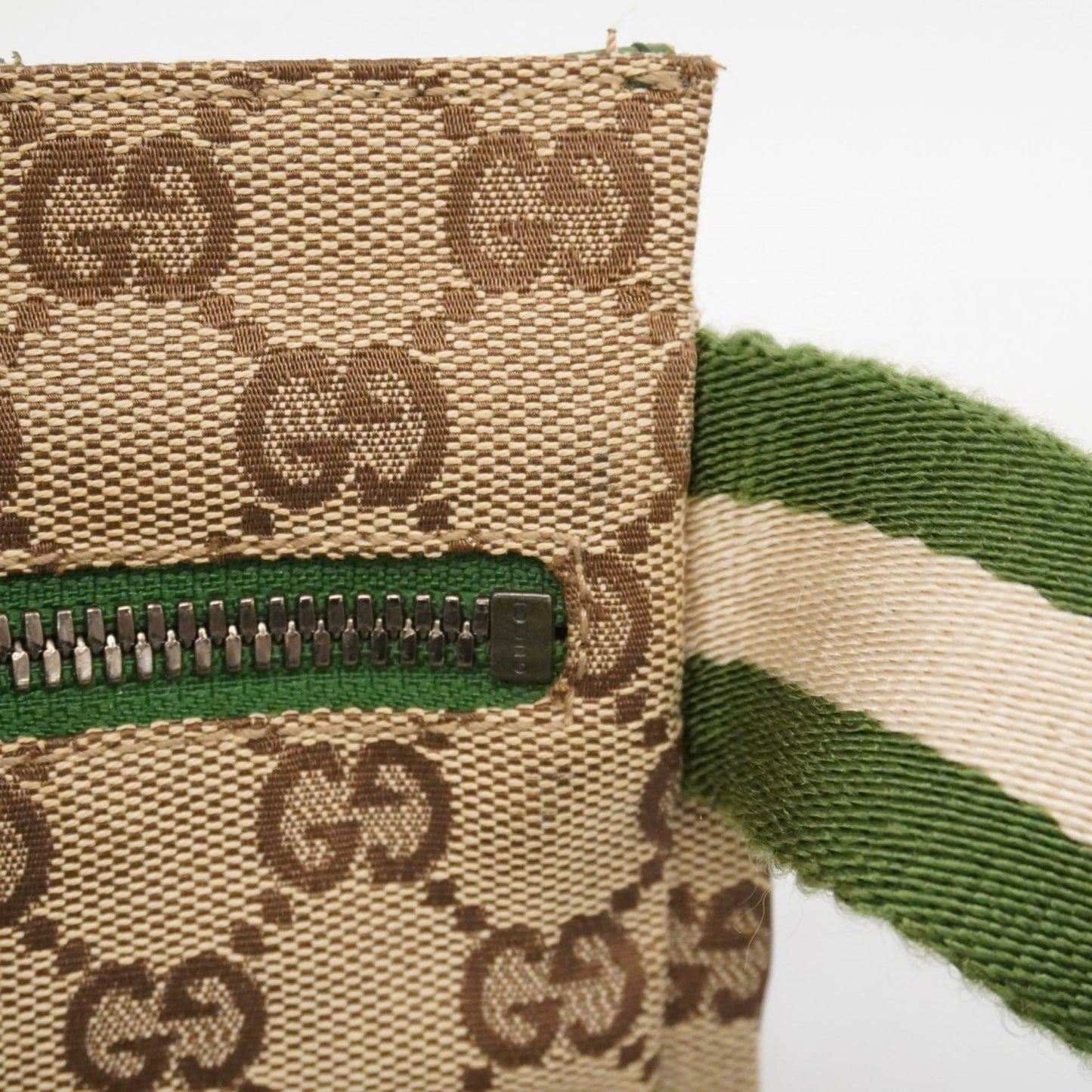 Gucci Brown Green Canvas Fanny Pack