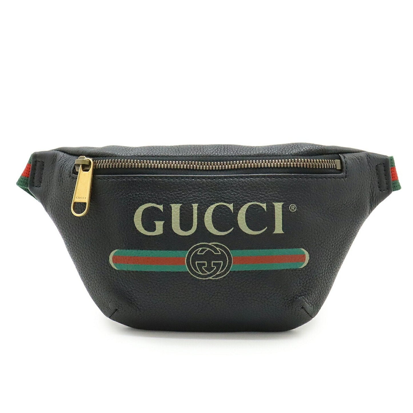 Gucci Black Green Red Color Leather Fanny Pack