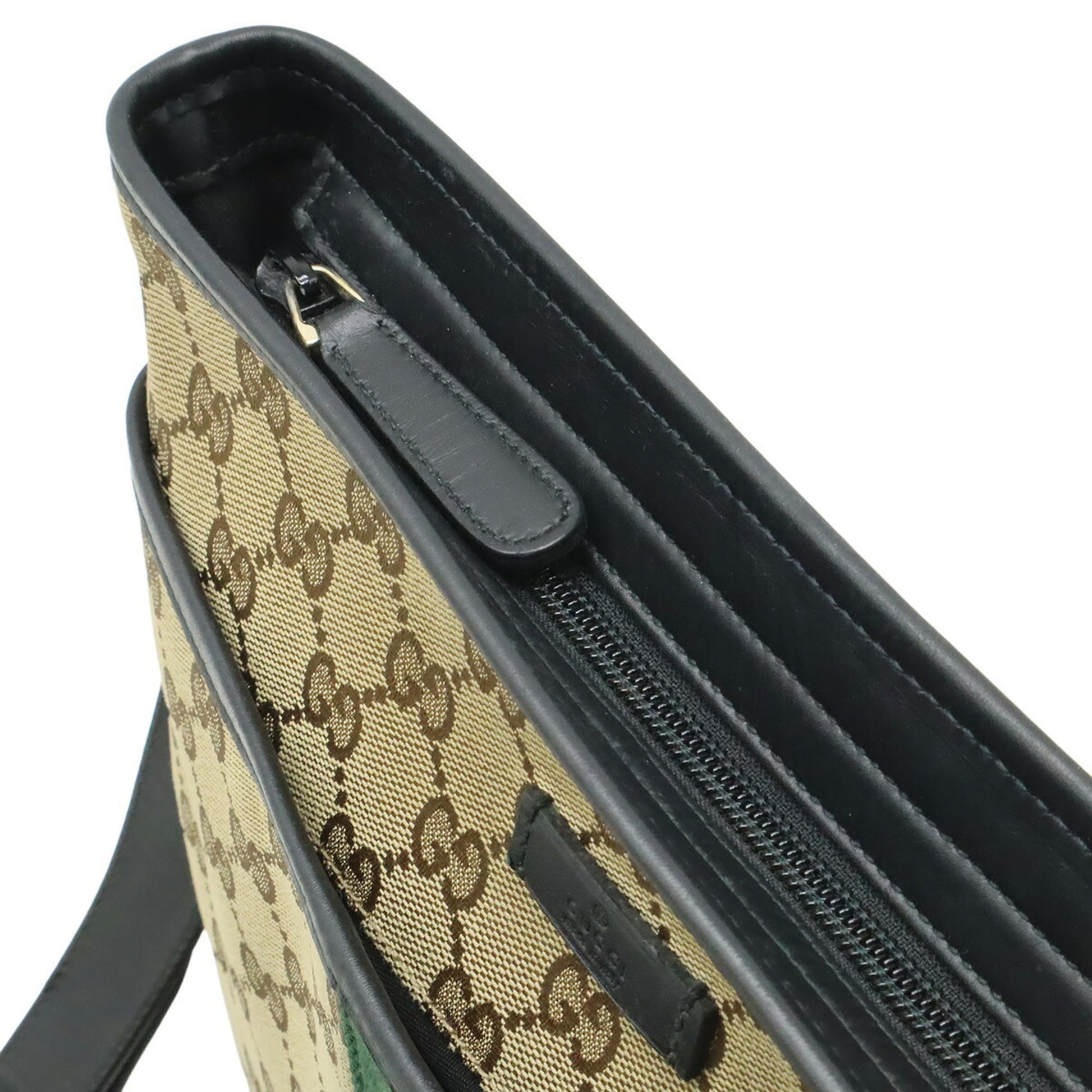 Gucci Gg Canvas Beige Black Green Khaki Red Color Gg Canvas Leather Shoulder Bag