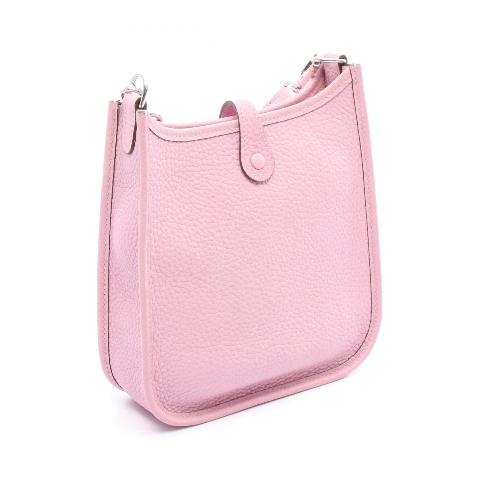 Hermes Taurillon Clemence Shoulder Bag Leather Pink