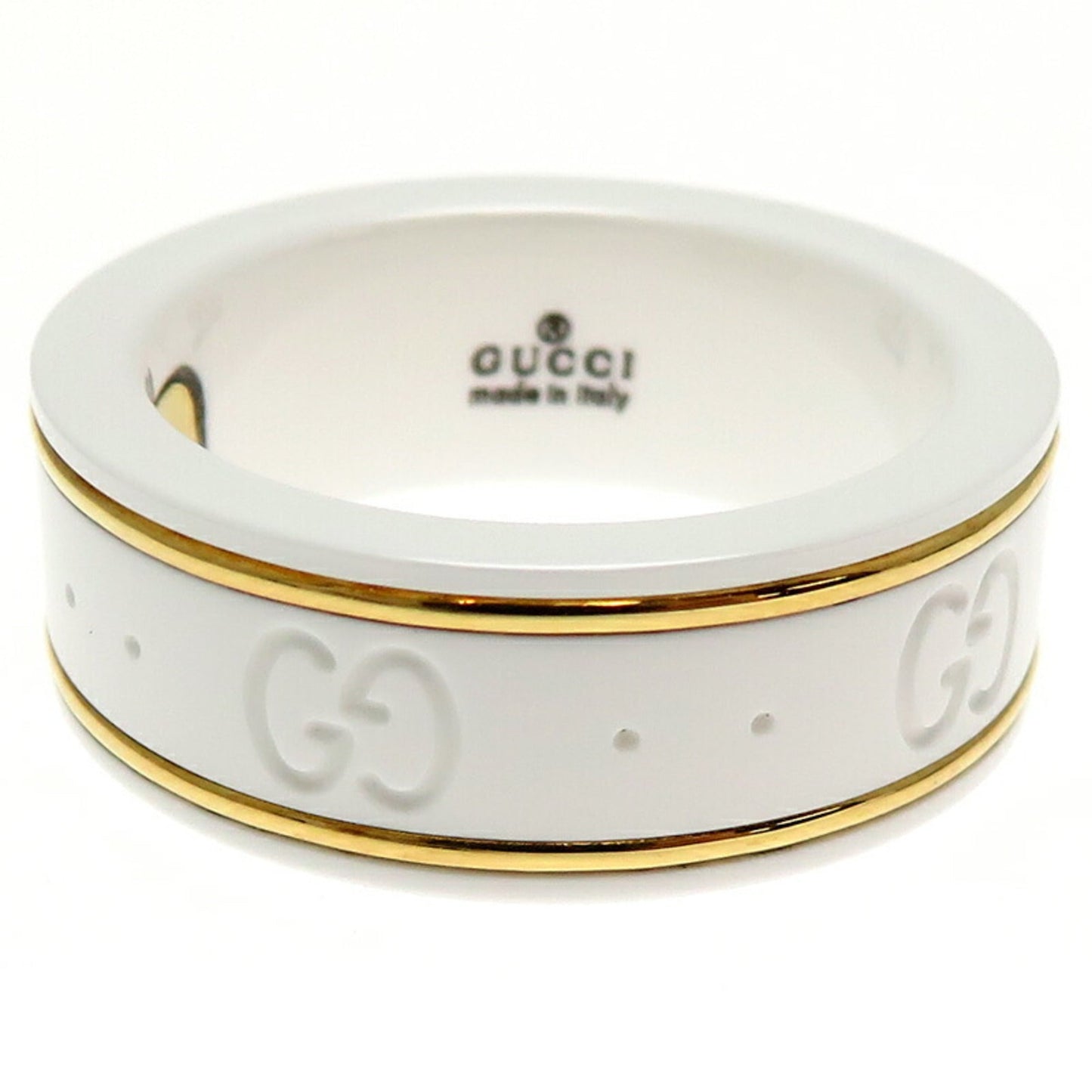 Gucci White Yellow Gold Yellow Gold (18K) Ceramic Band Ring