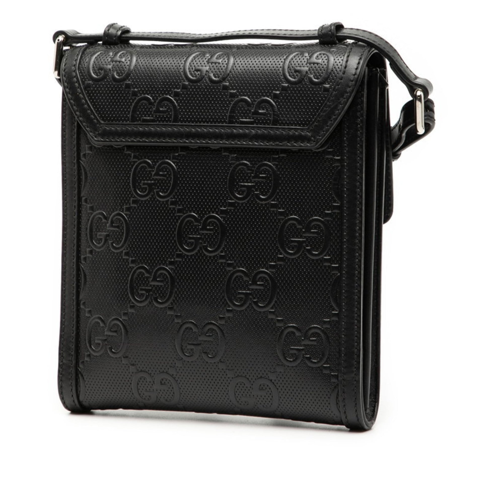 Gucci Black Leather Pvc Shoulder Bag