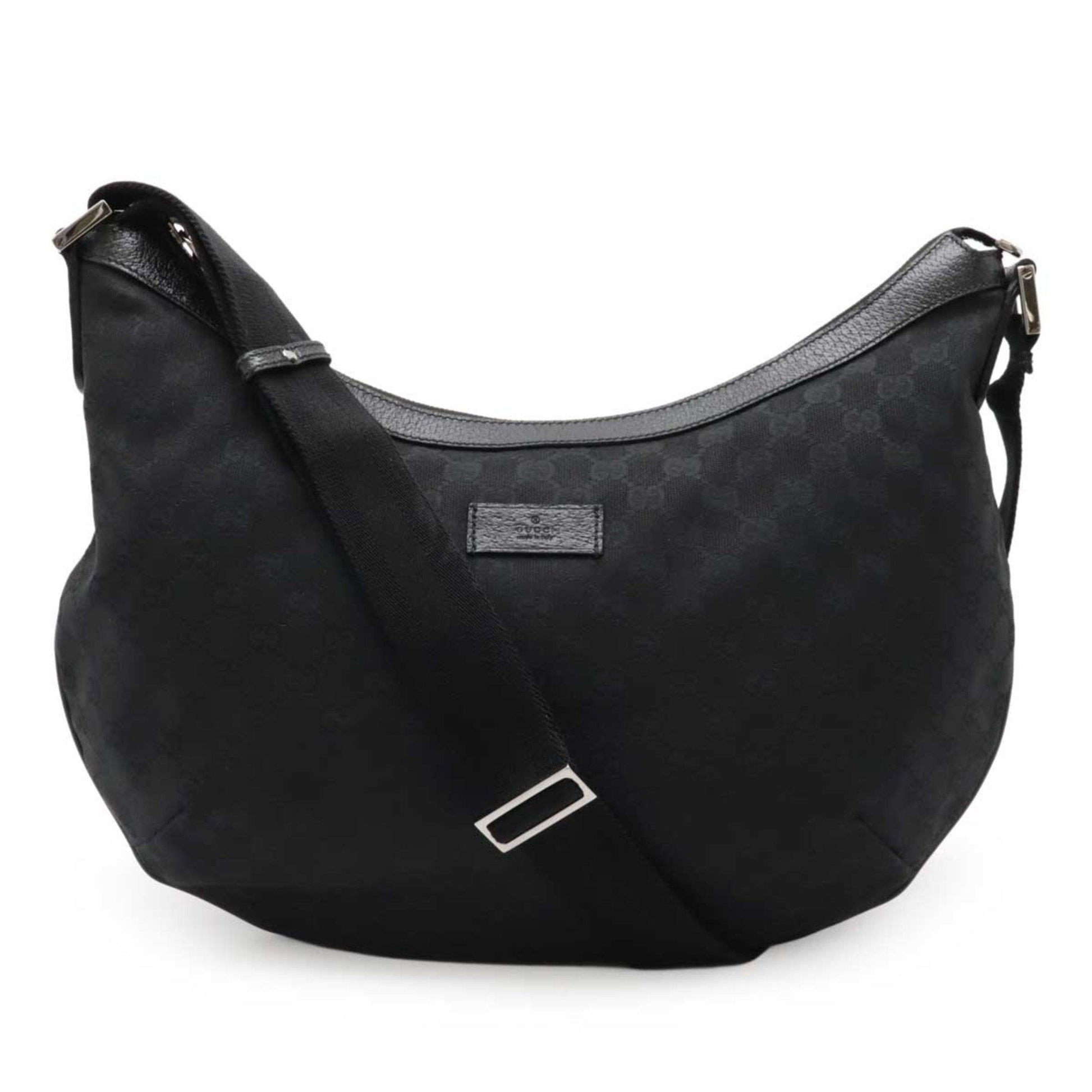 Gucci Gg Canvas Black Gg Canvas Leather Shoulder Bag