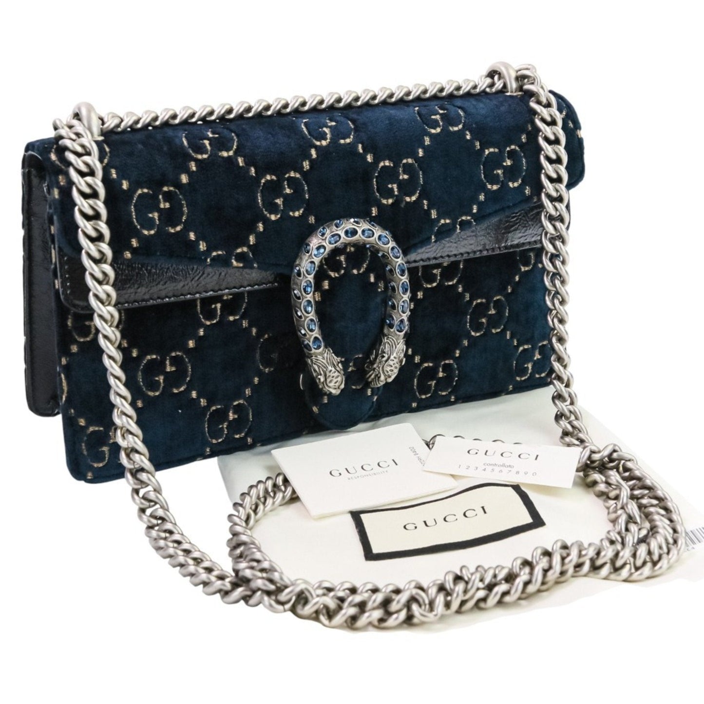 Gucci Navy Velvet Shoulder Bag