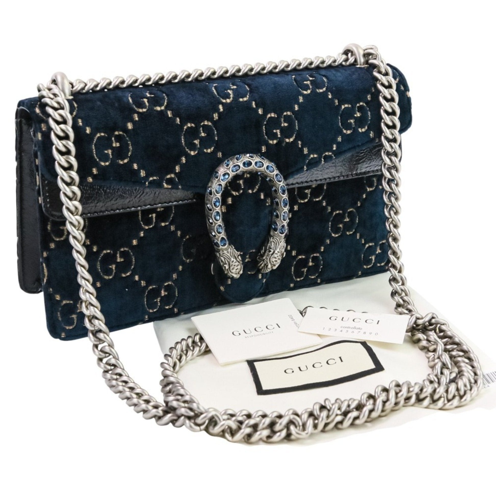 Gucci Navy Velvet Shoulder Bag