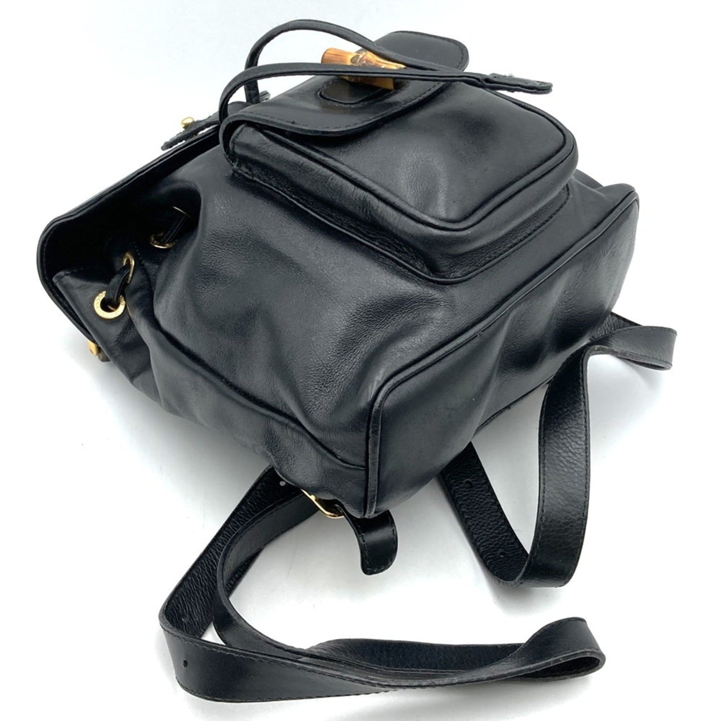 Gucci Black Leather Bamboo Backpack