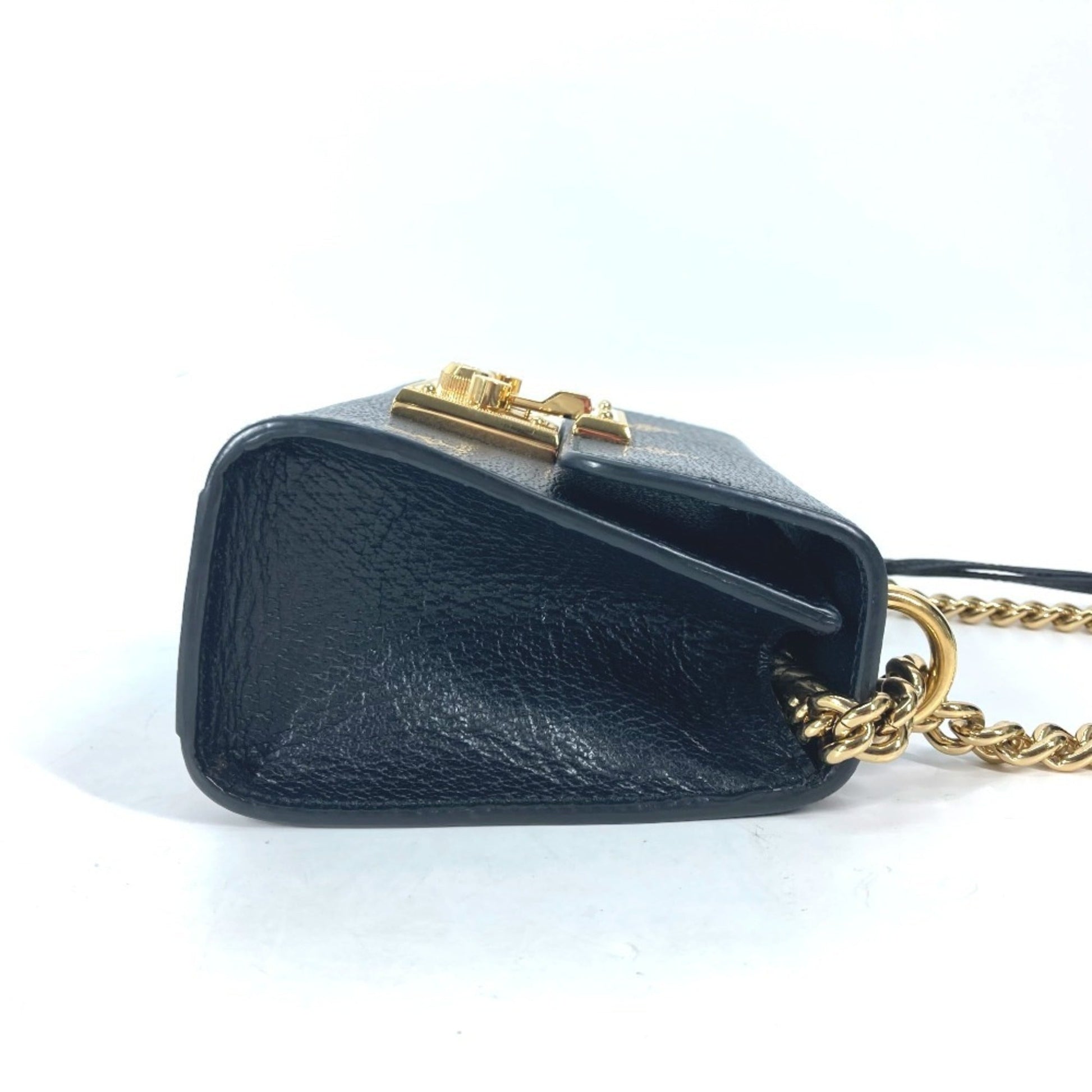 Gucci Black Gold Leather Pochette Shoulder Bag