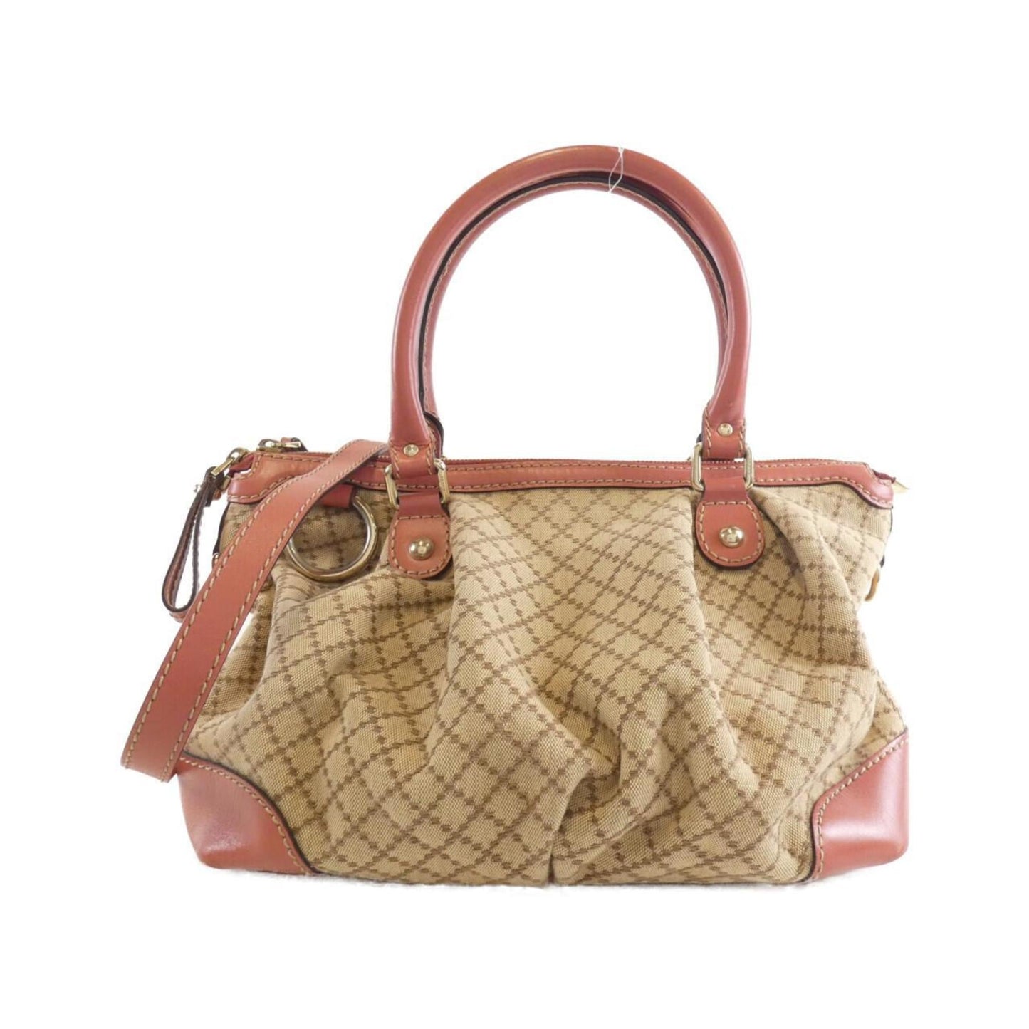 Gucci Beige Pink Canvas Handbag