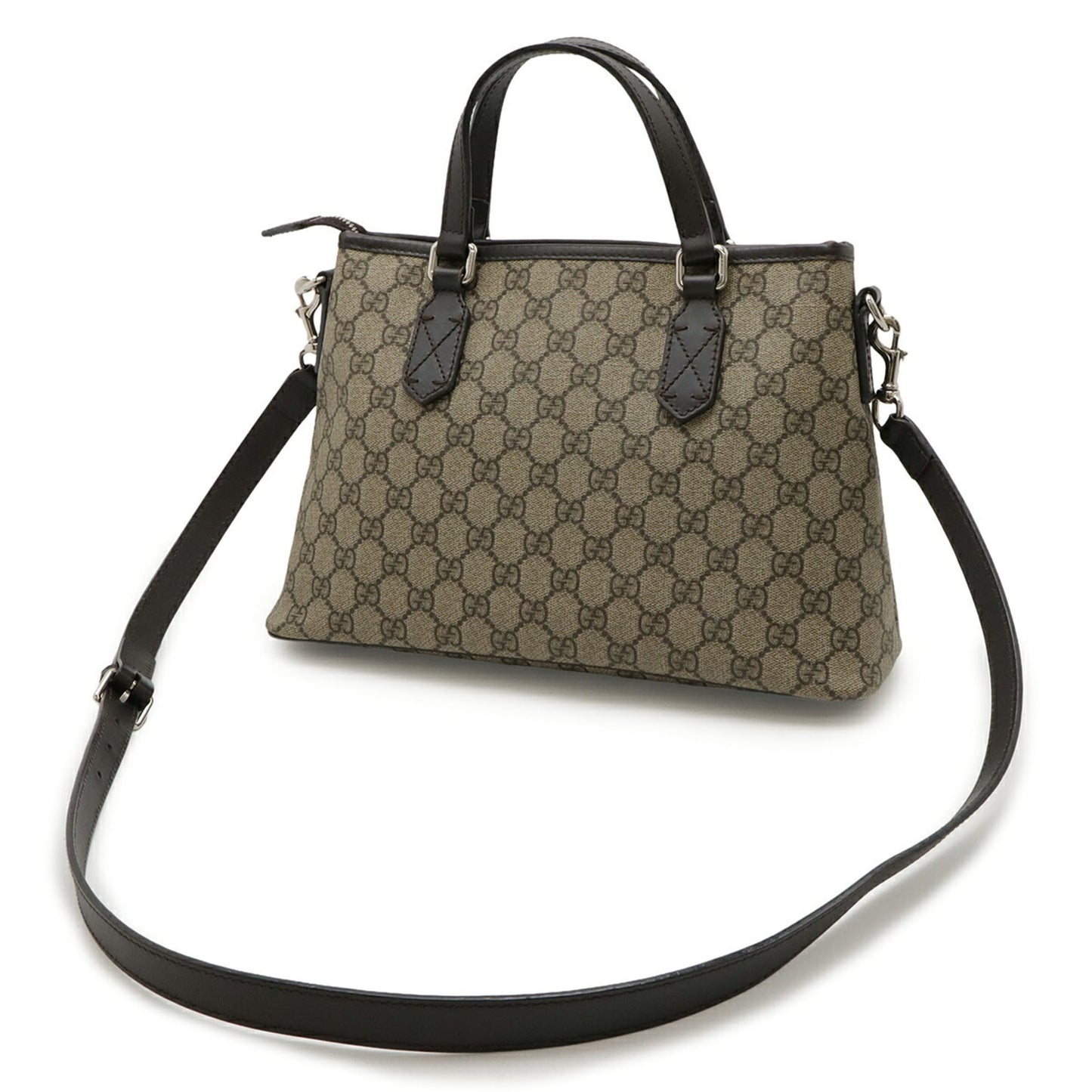 Gucci Beige Dark Brown Gg Supreme Leather Handbag Shoulder Bag Tote Bag