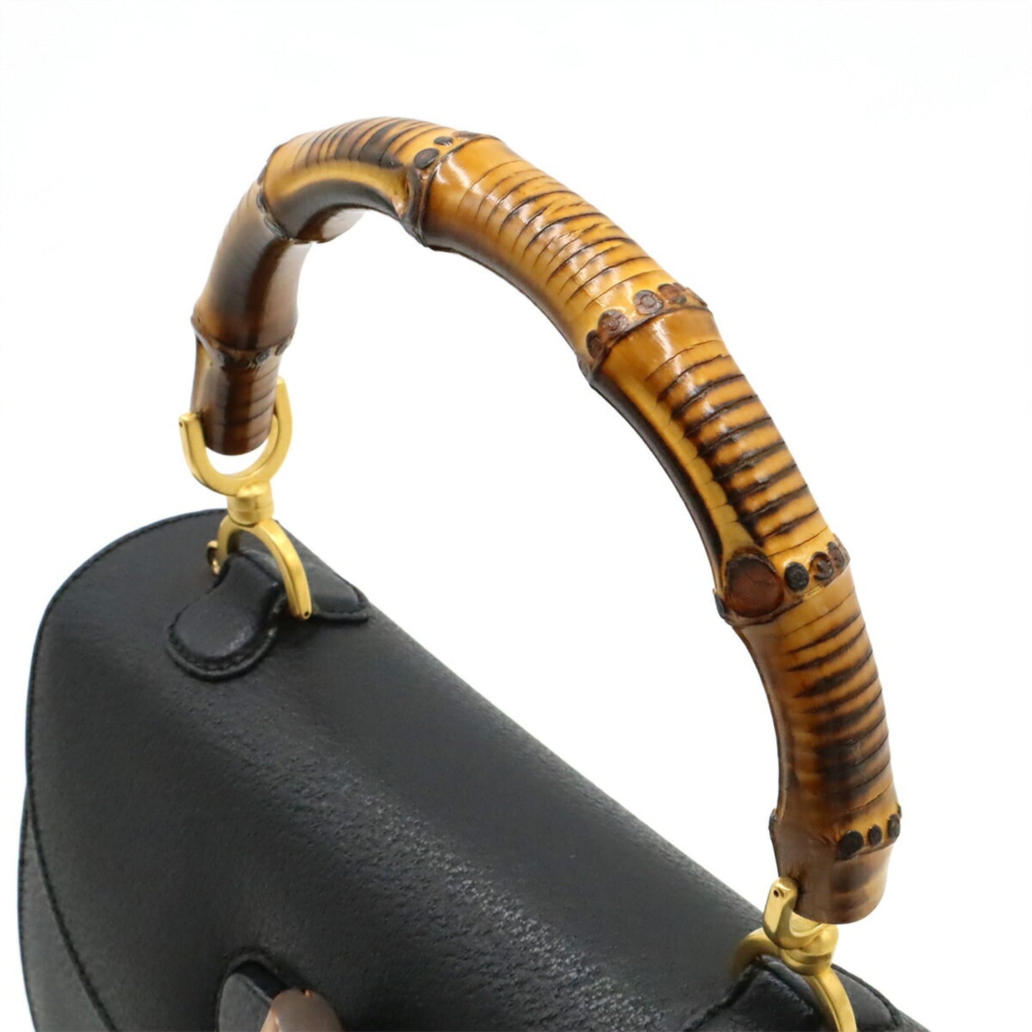 Gucci Black Bamboo Leather Handbag Shoulder Bag