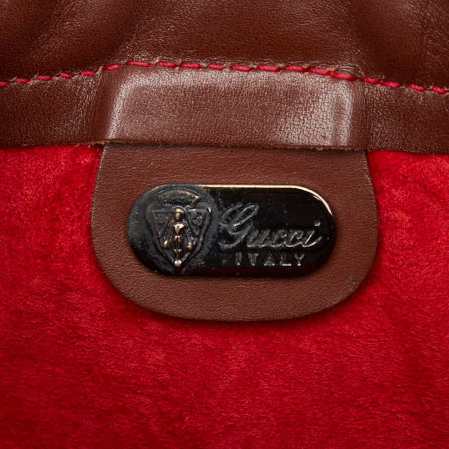 Gucci Red Brown Leather Shoulder Bag