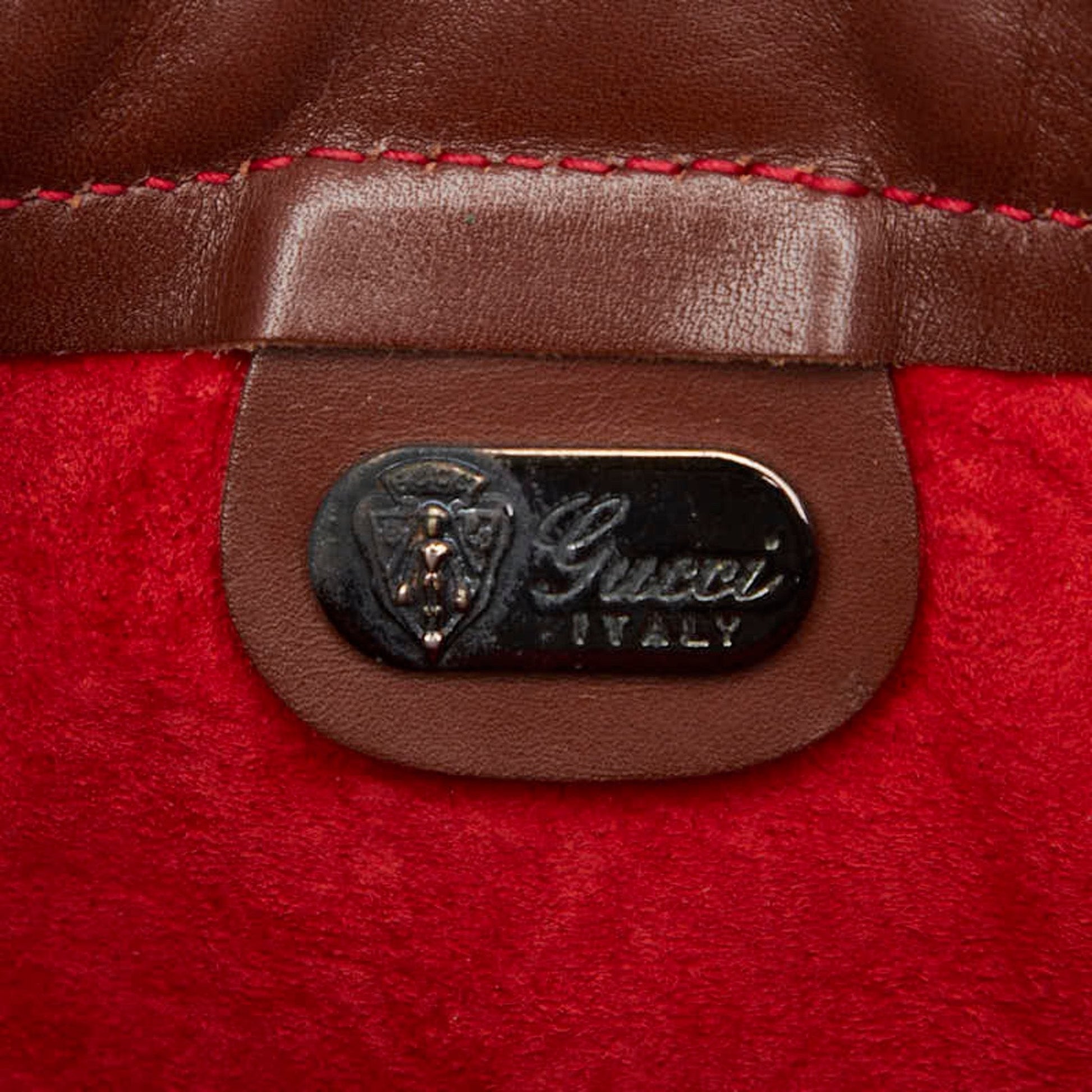 Gucci Red Brown Leather Shoulder Bag