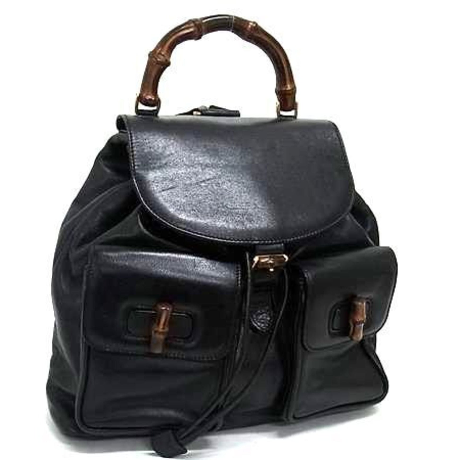 Gucci Bamboo Black Leather Backpack