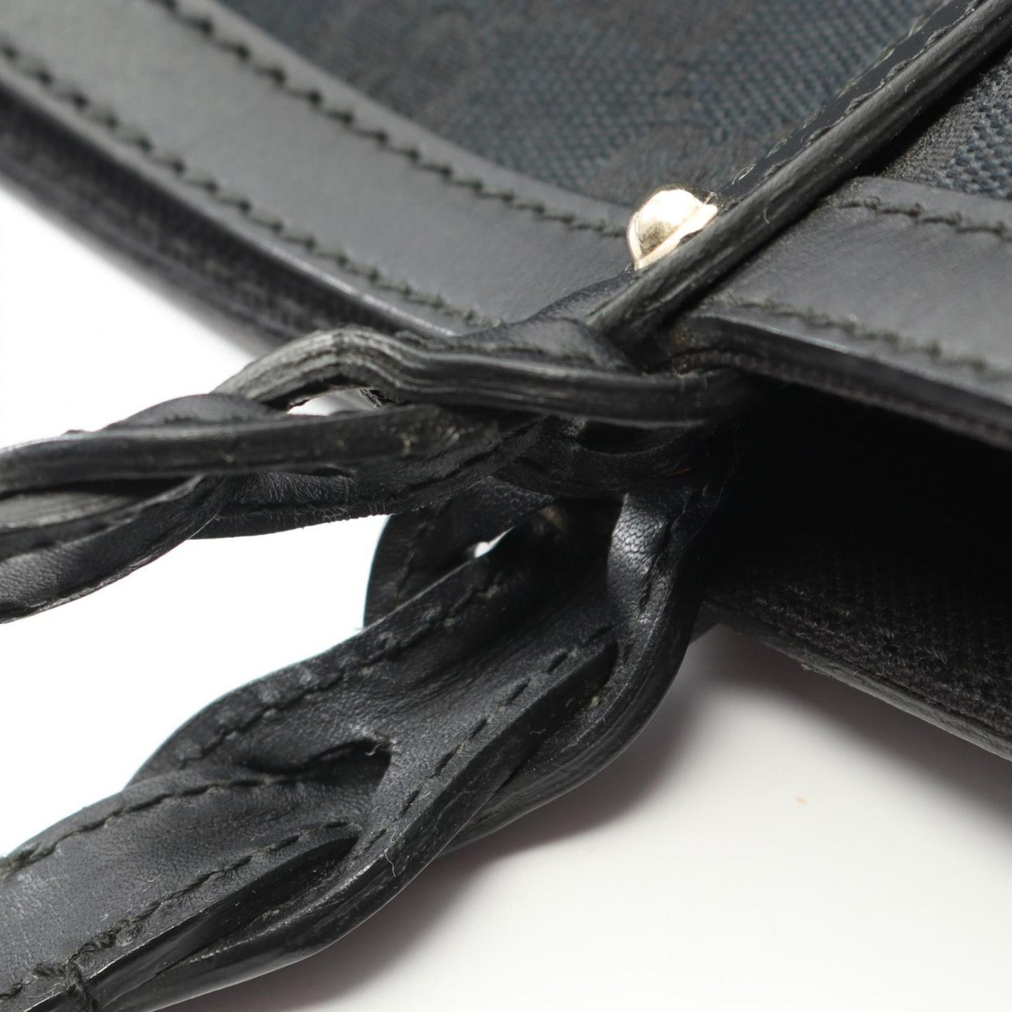 Gucci Black Canvas Leather Tote Bag