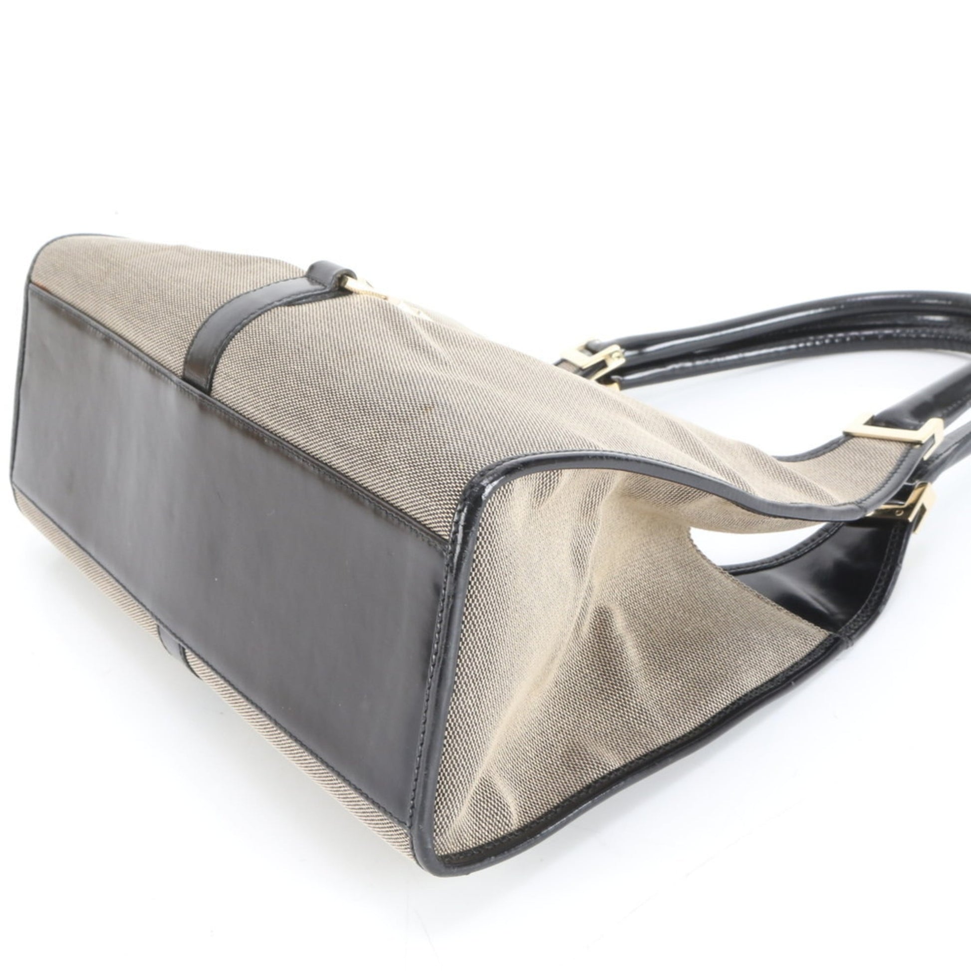 Gucci Beige Leather Canvas Handbag