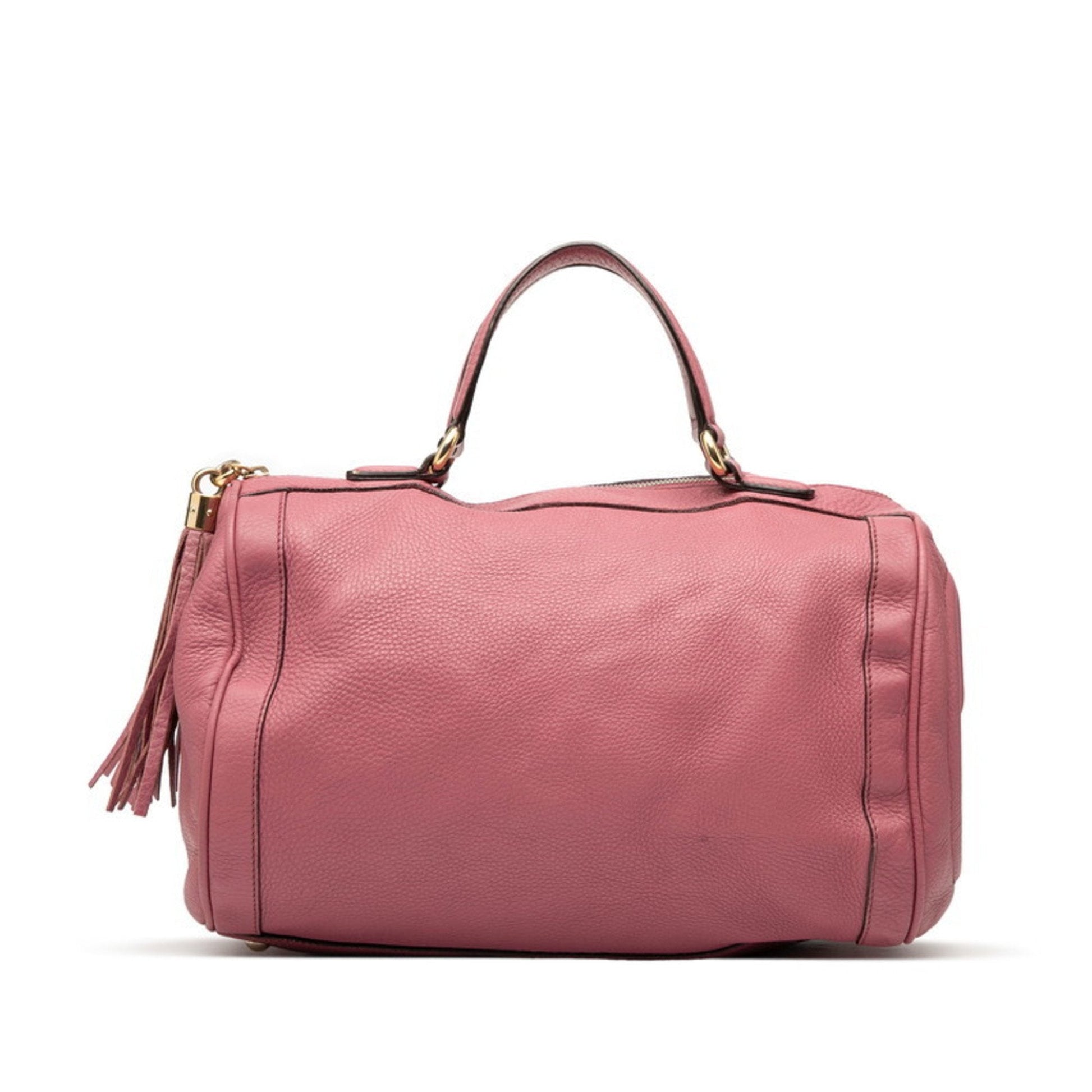 Gucci Pink Leather Boston Bag Handbag