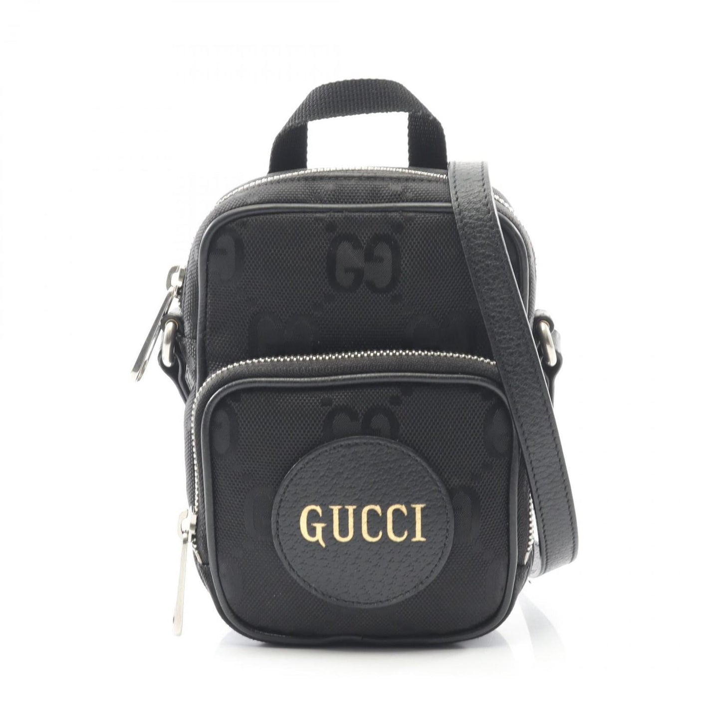 Gucci Black Leather Nylon Canvas Shoulder Bag