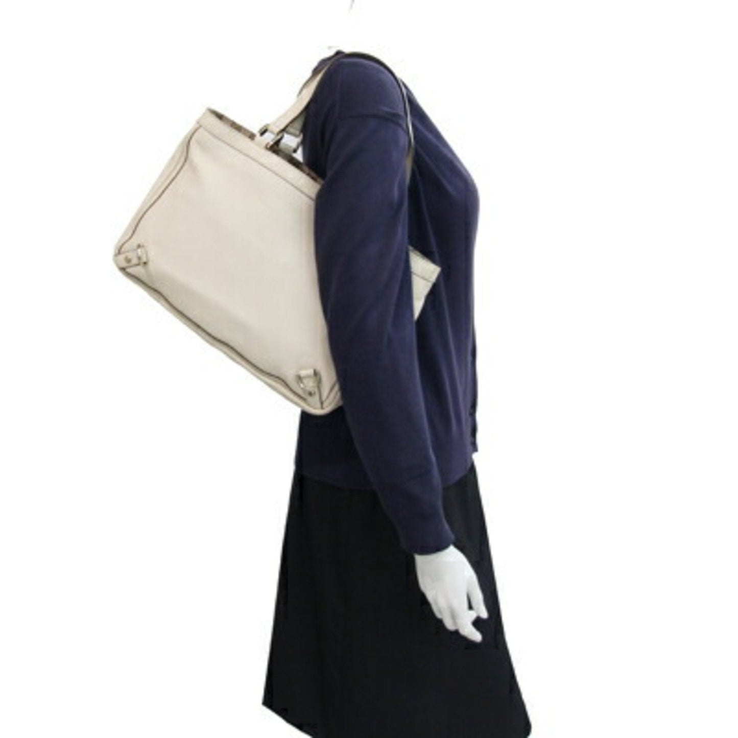 Gucci Abbey Ivory Leather Tote Bag